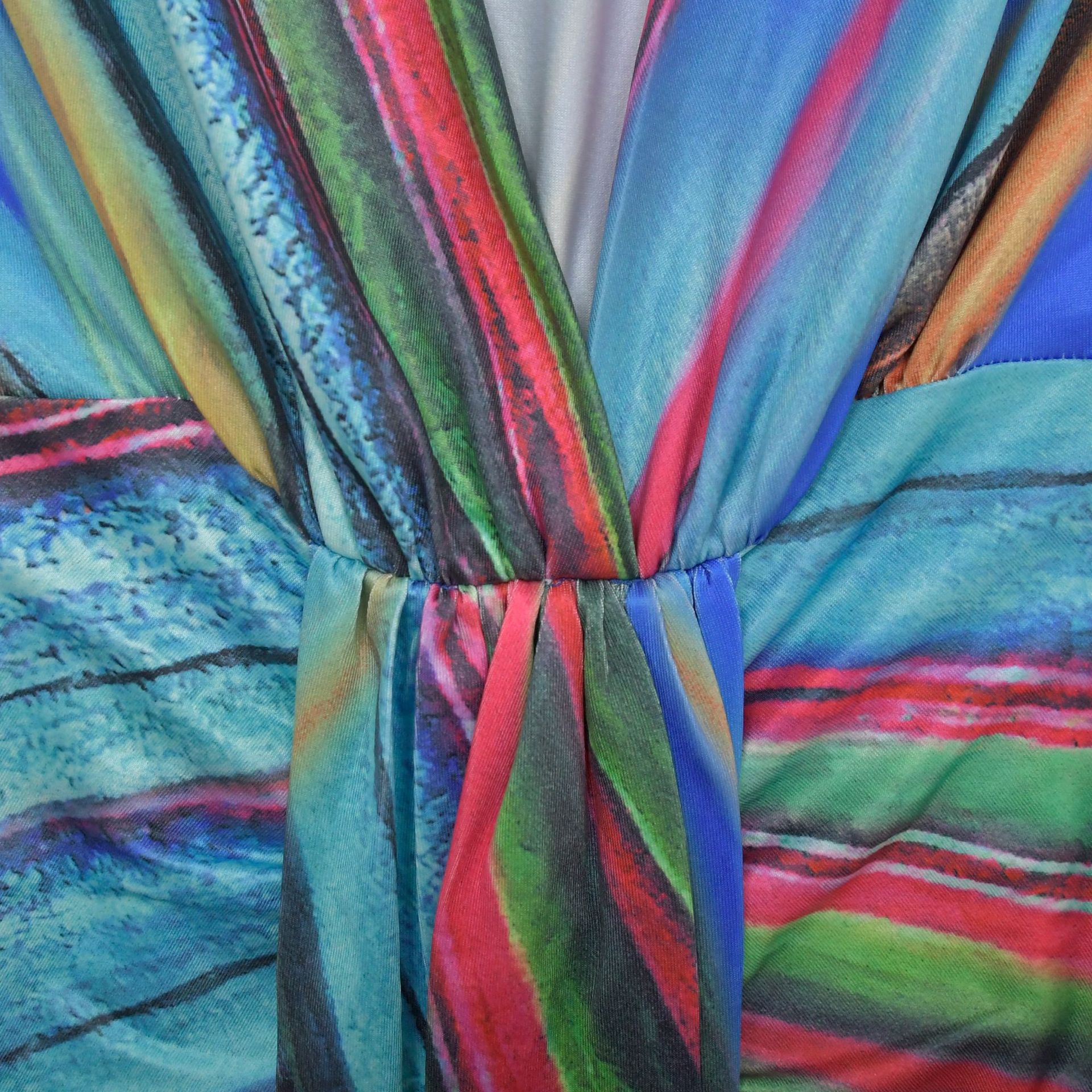 CM.YAYA Summer Holiday Full Sleeve V-Neck Long Maxi Dress Street Ruched Women Gradient Print Party Night Evening Vestido Dresses