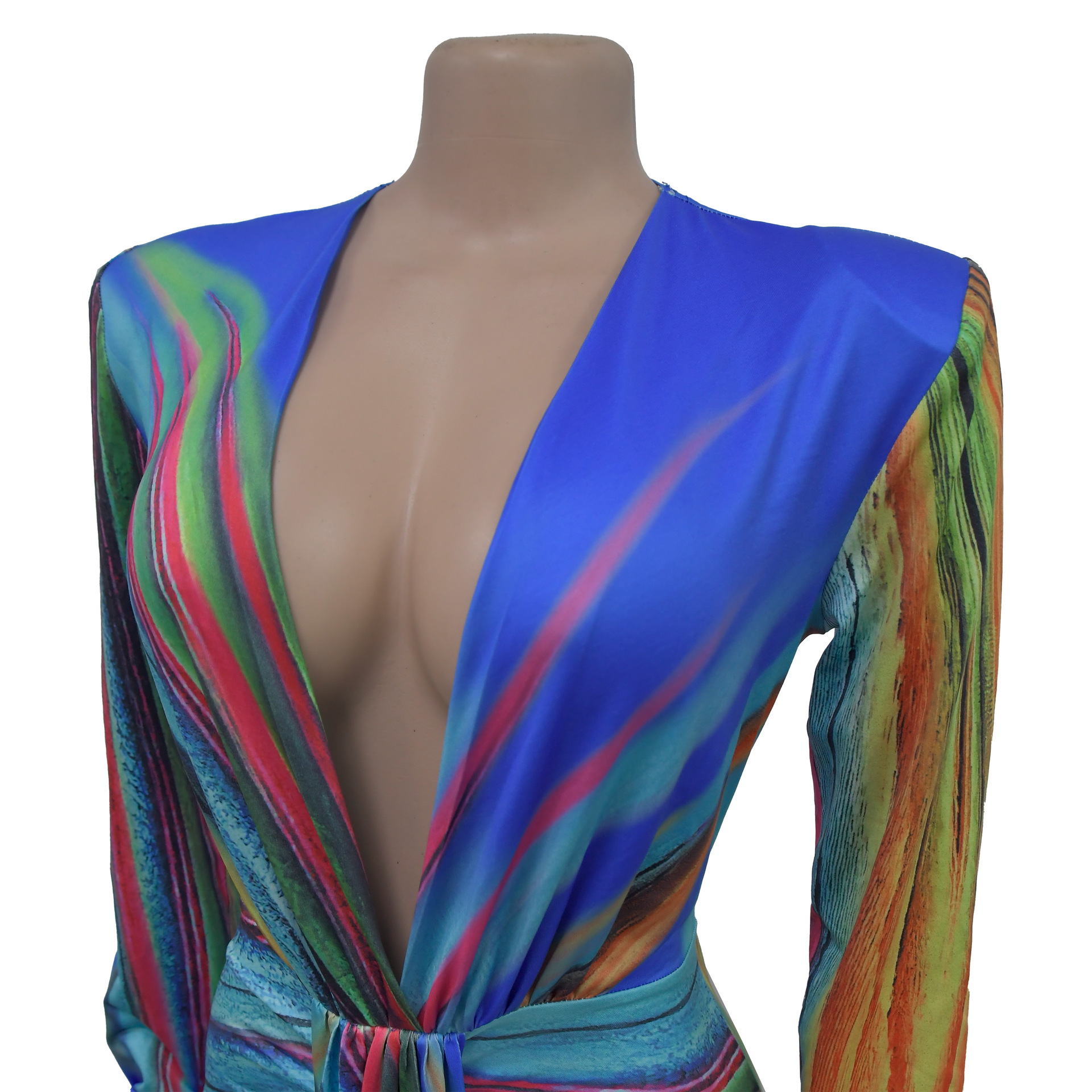 CM.YAYA Summer Holiday Full Sleeve V-Neck Long Maxi Dress Street Ruched Women Gradient Print Party Night Evening Vestido Dresses