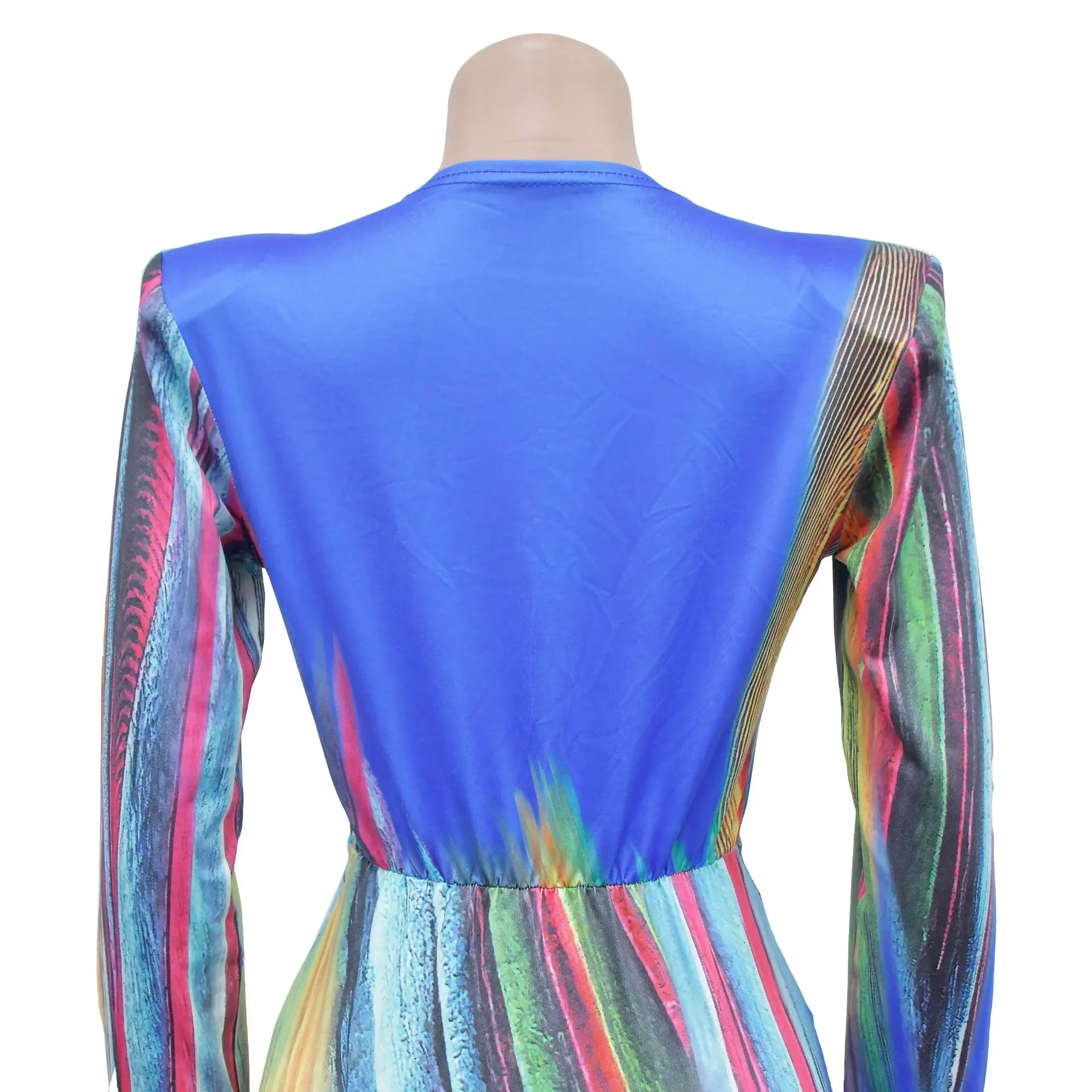 CM.YAYA Summer Holiday Full Sleeve V-Neck Long Maxi Dress Street Ruched Women Gradient Print Party Night Evening Vestido Dresses