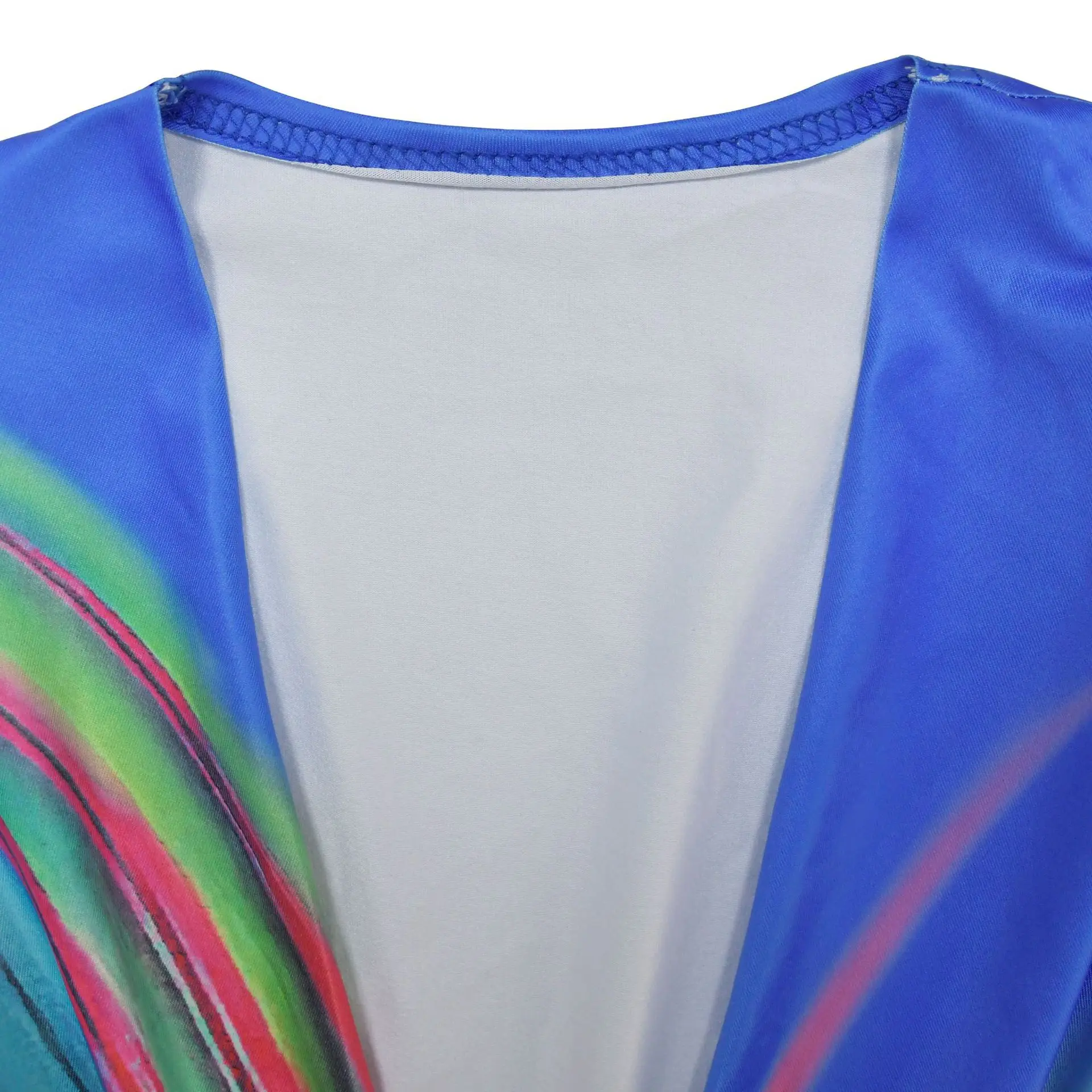 CM.YAYA Summer Holiday Full Sleeve V-Neck Long Maxi Dress Street Ruched Women Gradient Print Party Night Evening Vestido Dresses