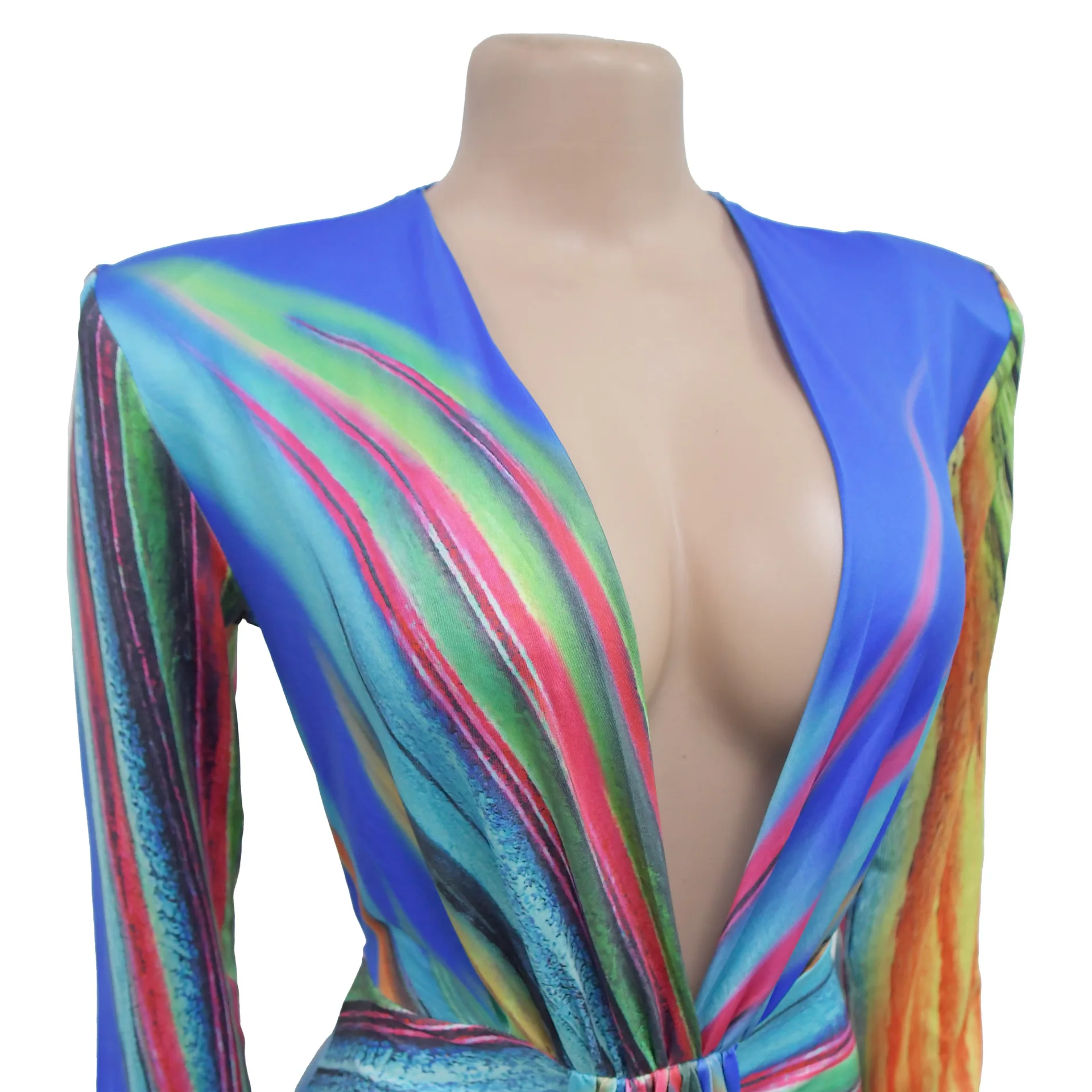 CM.YAYA Summer Holiday Full Sleeve V-Neck Long Maxi Dress Street Ruched Women Gradient Print Party Night Evening Vestido Dresses