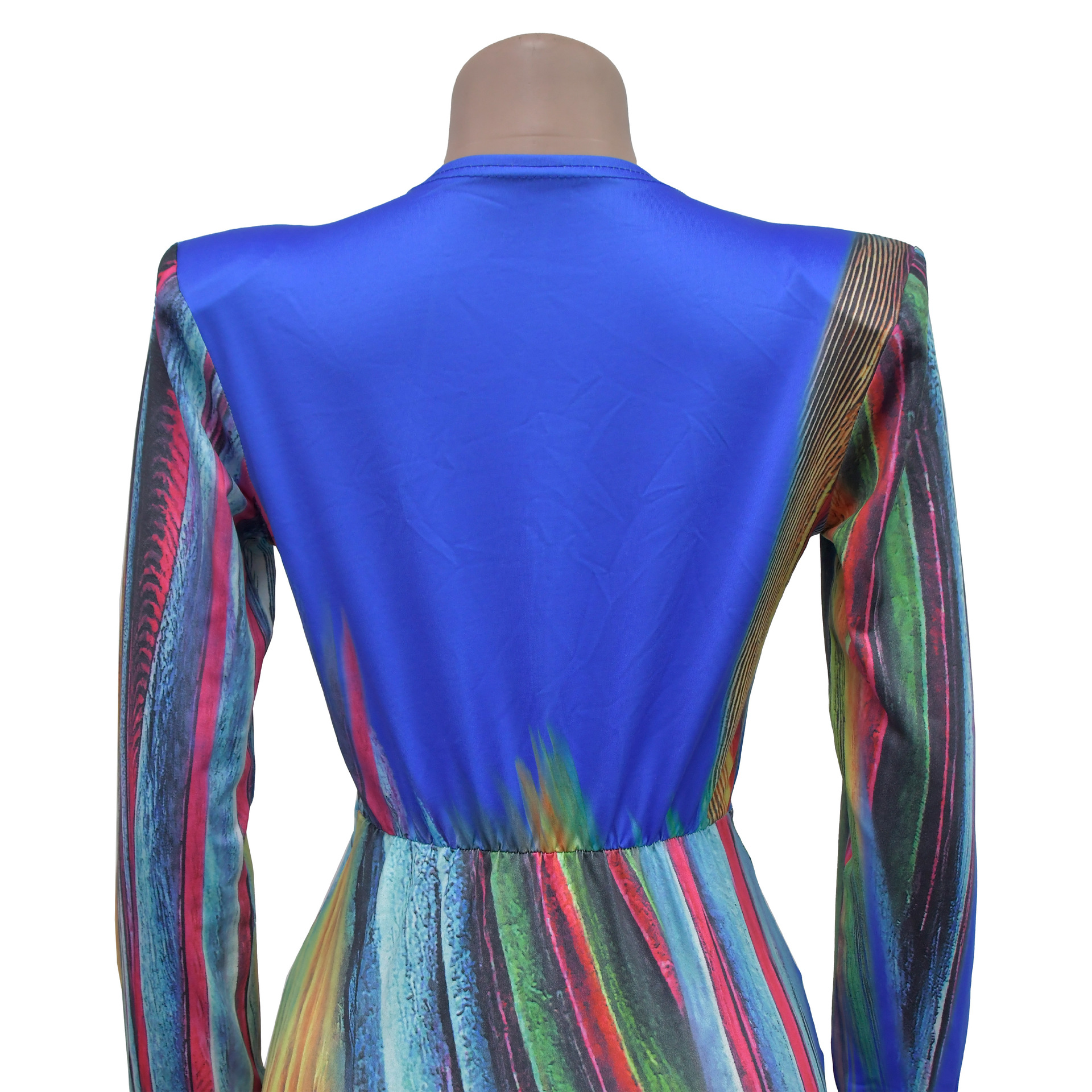 CM.YAYA Summer Holiday Full Sleeve V-Neck Long Maxi Dress Street Ruched Women Gradient Print Party Night Evening Vestido Dresses