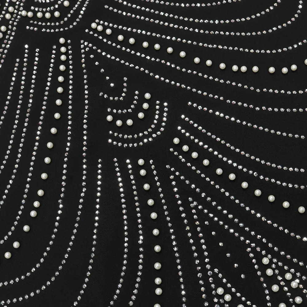 CM.YAYA Women Diamonds Hot Rhinestones Pearl Strapless Bodycon Long Maxi Dress 2024 Sexy Street Evening Party Club Long Dresses