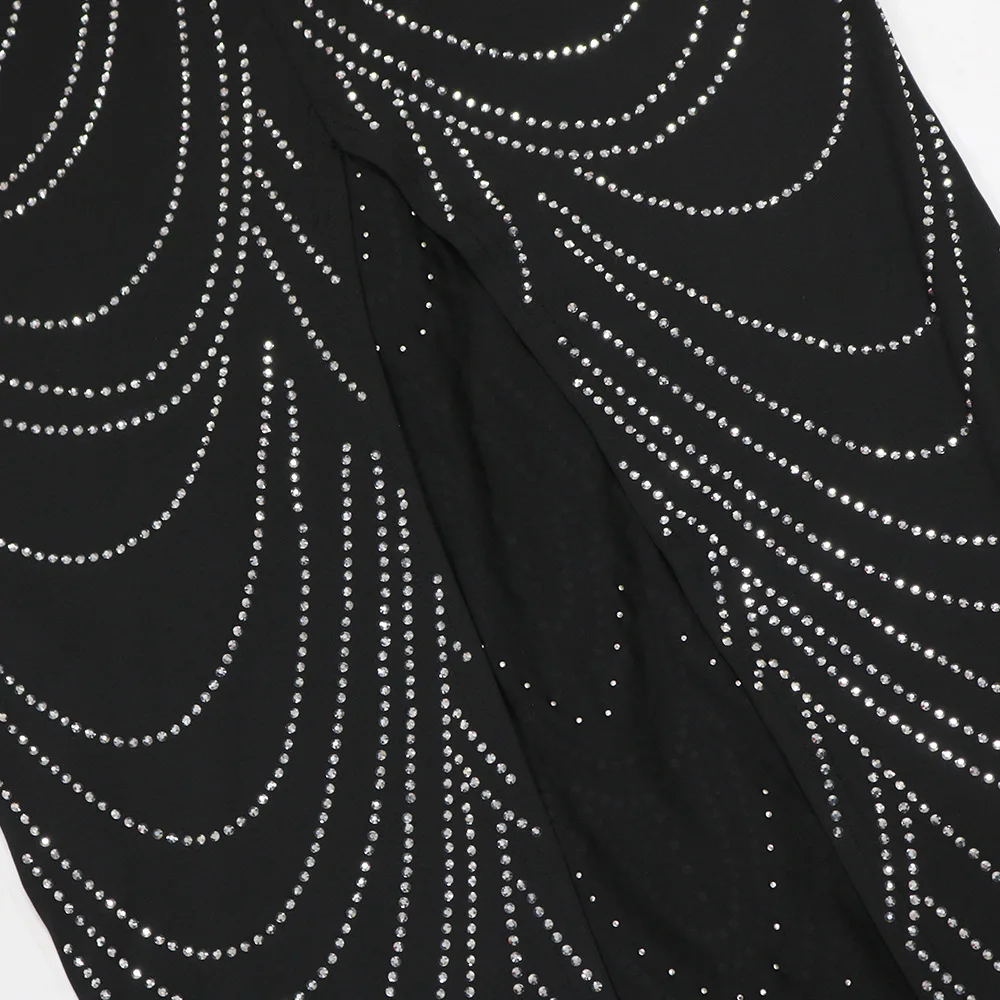 CM.YAYA Women Diamonds Hot Rhinestones Pearl Strapless Bodycon Long Maxi Dress 2024 Sexy Street Evening Party Club Long Dresses