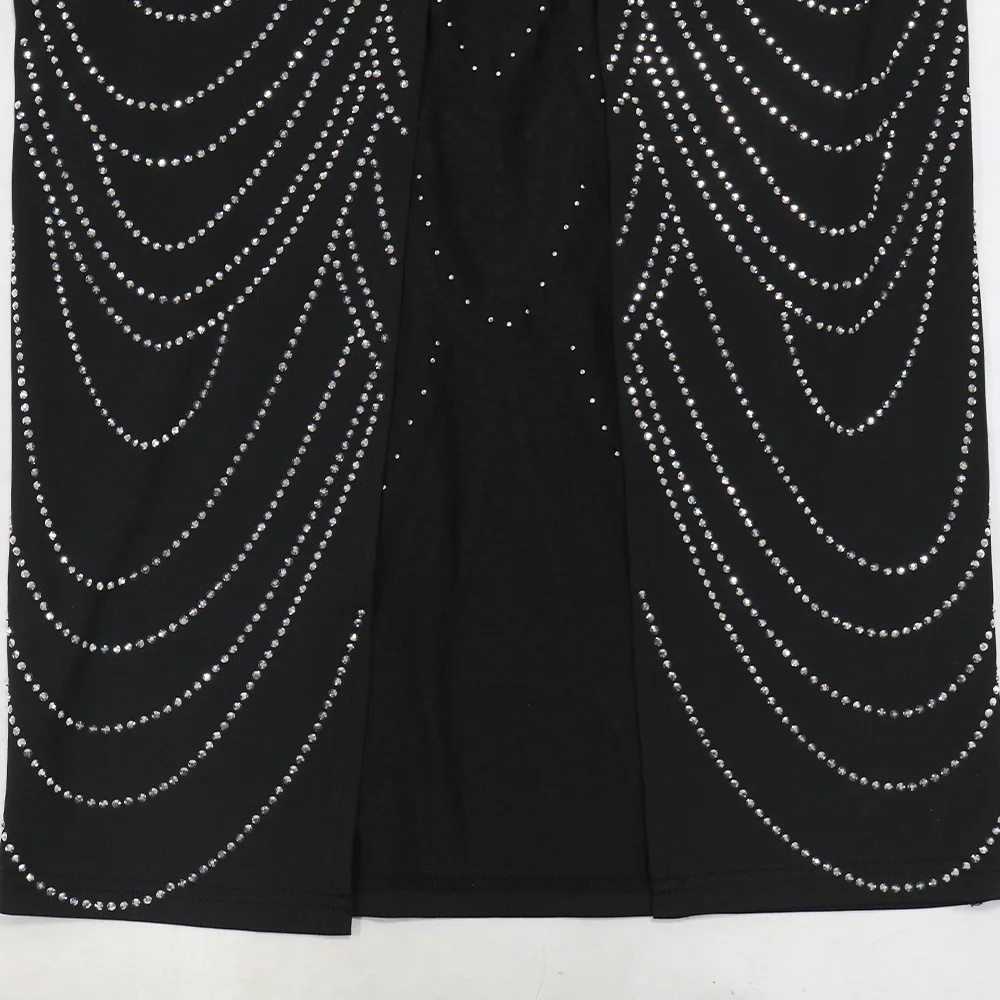 CM.YAYA Women Diamonds Hot Rhinestones Pearl Strapless Bodycon Long Maxi Dress 2024 Sexy Street Evening Party Club Long Dresses