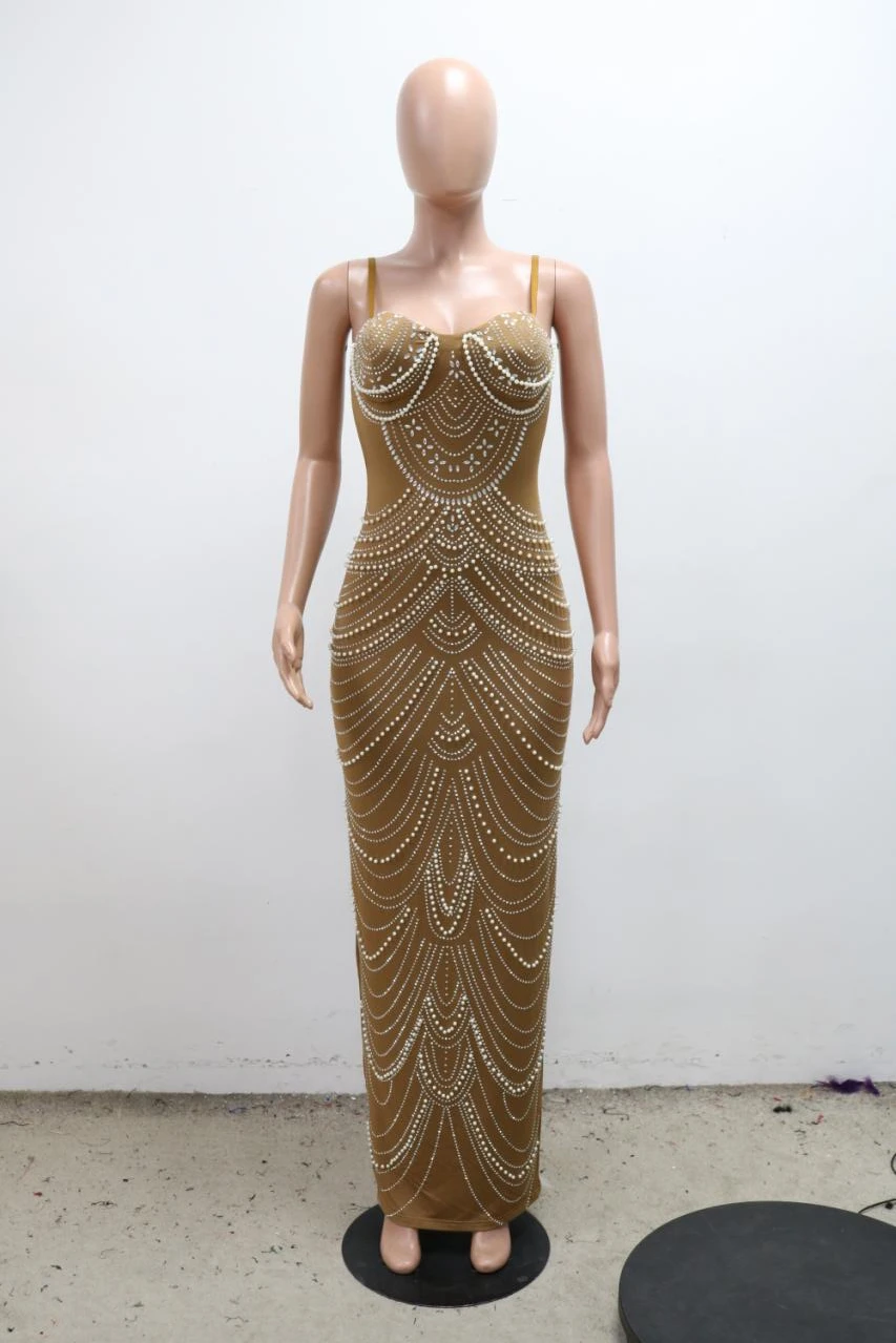 CM.YAYA Women Diamonds Hot Rhinestones Pearl Strapless Bodycon Long Maxi Dress 2024 Sexy Street Evening Party Club Long Dresses CM.YAYA Women Diamonds Hot Rhinestones Pearl Strapless Bodycon Long Maxi Dress 2024 Sexy Street Evening Party Club Long Dresses