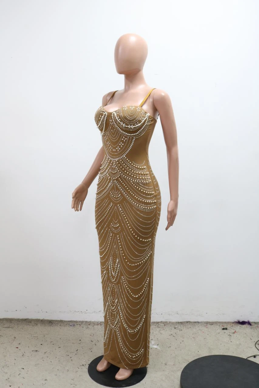 CM.YAYA Women Diamonds Hot Rhinestones Pearl Strapless Bodycon Long Maxi Dress 2024 Sexy Street Evening Party Club Long Dresses CM.YAYA Women Diamonds Hot Rhinestones Pearl Strapless Bodycon Long Maxi Dress 2024 Sexy Street Evening Party Club Long Dresses