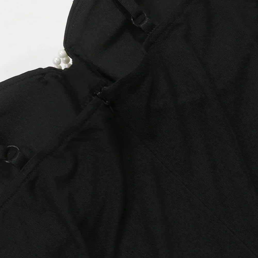 CM.YAYA Women Diamonds Hot Rhinestones Pearl Strapless Bodycon Long Maxi Dress 2024 Sexy Street Evening Party Club Long Dresses