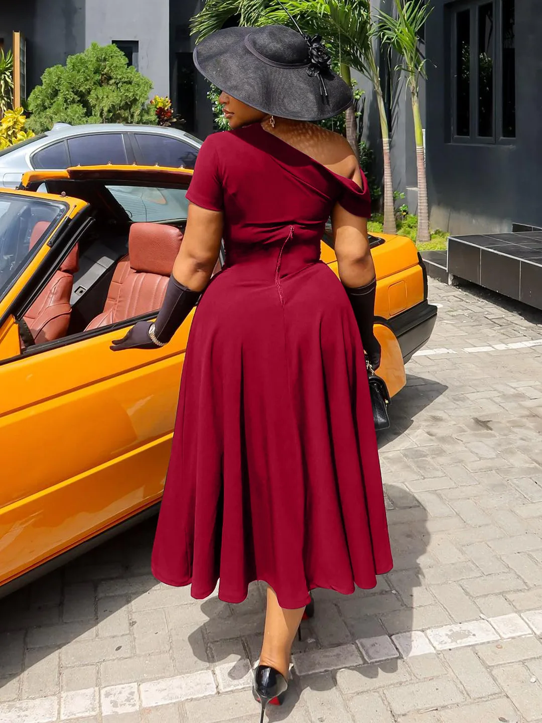 CM.YAYA Plus Size Women Off Shoulder Big Swing A-line Short Sleeve Maxi Long Dress 2025 Birthday Vacation Sexy Party Dresses CM.YAYA Plus Size Women Off Shoulder Big Swing A-line Short Sleeve Maxi Long Dress 2025 Birthday Vacation Sexy Party Dresses