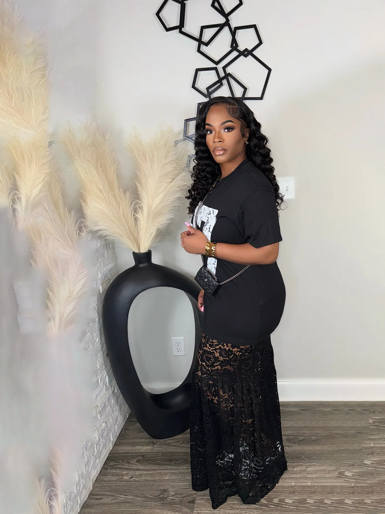 CM.YAYA Women Lace See Though Short Sleeve Maxi Long Dress 2025 Summer Birthday Vacation Casual Street Sexy Party Dresses