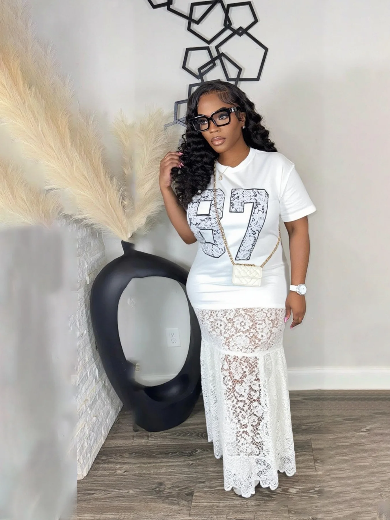 CM.YAYA Women Lace See Though Short Sleeve Maxi Long Dress 2025 Summer Birthday Vacation Casual Street Sexy Party Dresses