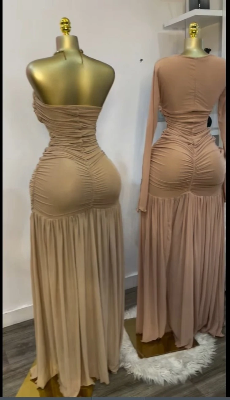 CM.YAYA Women Stacked Ruched Draped High Split Pleated Maxi Long Bodycon Dress 2025 Holiday Birthday Club Party Evening Dresses CM.YAYA Women Stacked Ruched Draped High Split Pleated Maxi Long Bodycon Dress 2025 Holiday Birthday Club Party Evening Dresses