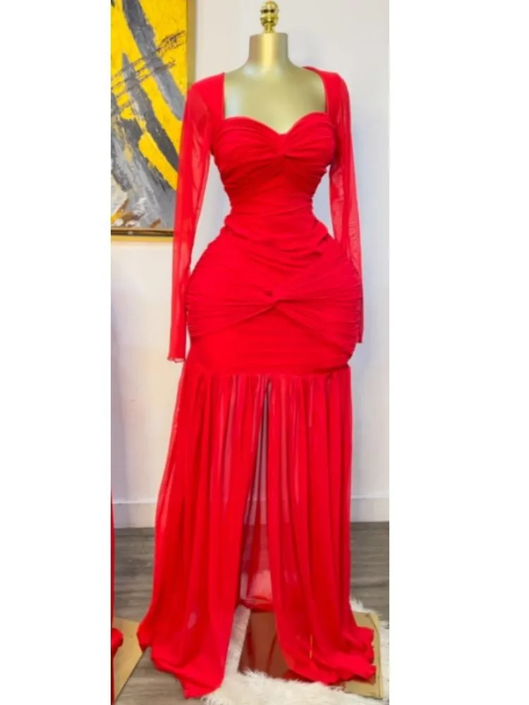 CM.YAYA Women Stacked Ruched Draped High Split Pleated Maxi Long Bodycon Dress 2025 Holiday Birthday Club Party Evening Dresses CM.YAYA Women Stacked Ruched Draped High Split Pleated Maxi Long Bodycon Dress 2025 Holiday Birthday Club Party Evening Dresses