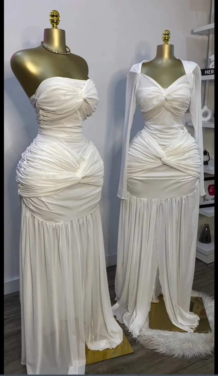 CM.YAYA Women Stacked Ruched Draped High Split Pleated Maxi Long Bodycon Dress 2025 Holiday Birthday Club Party Evening Dresses CM.YAYA Women Stacked Ruched Draped High Split Pleated Maxi Long Bodycon Dress 2025 Holiday Birthday Club Party Evening Dresses