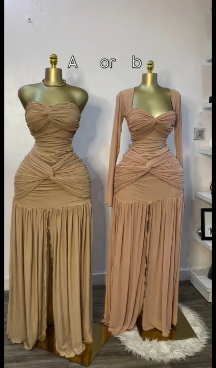 CM.YAYA Women Stacked Ruched Draped High Split Pleated Maxi Long Bodycon Dress 2025 Holiday Birthday Club Party Evening Dresses CM.YAYA Women Stacked Ruched Draped High Split Pleated Maxi Long Bodycon Dress 2025 Holiday Birthday Club Party Evening Dresses