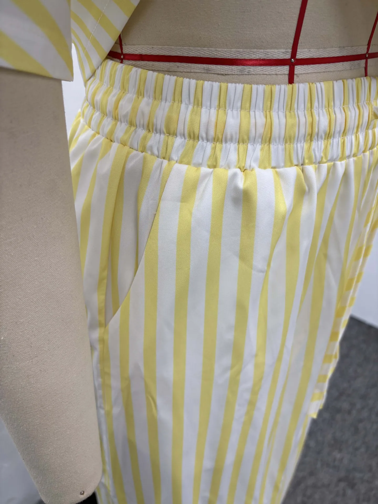 CM.YAYA Fashion Striped Women's Set Short Sleeve Blouse Shirt Top and Wide Leg Pants 2025  Two 2 Piece Sets Outfits Tracksuit