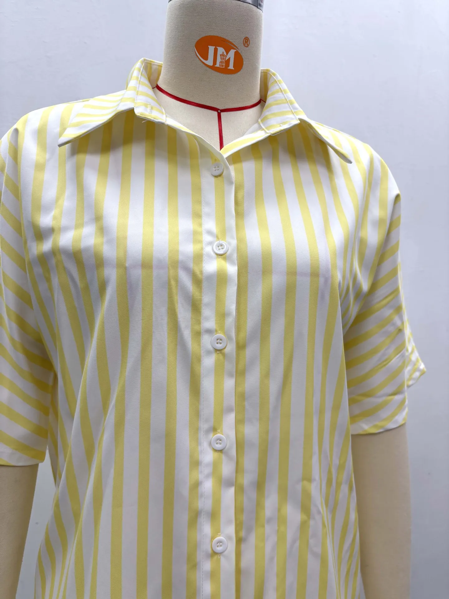 CM.YAYA Fashion Striped Women's Set Short Sleeve Blouse Shirt Top and Wide Leg Pants 2025  Two 2 Piece Sets Outfits Tracksuit