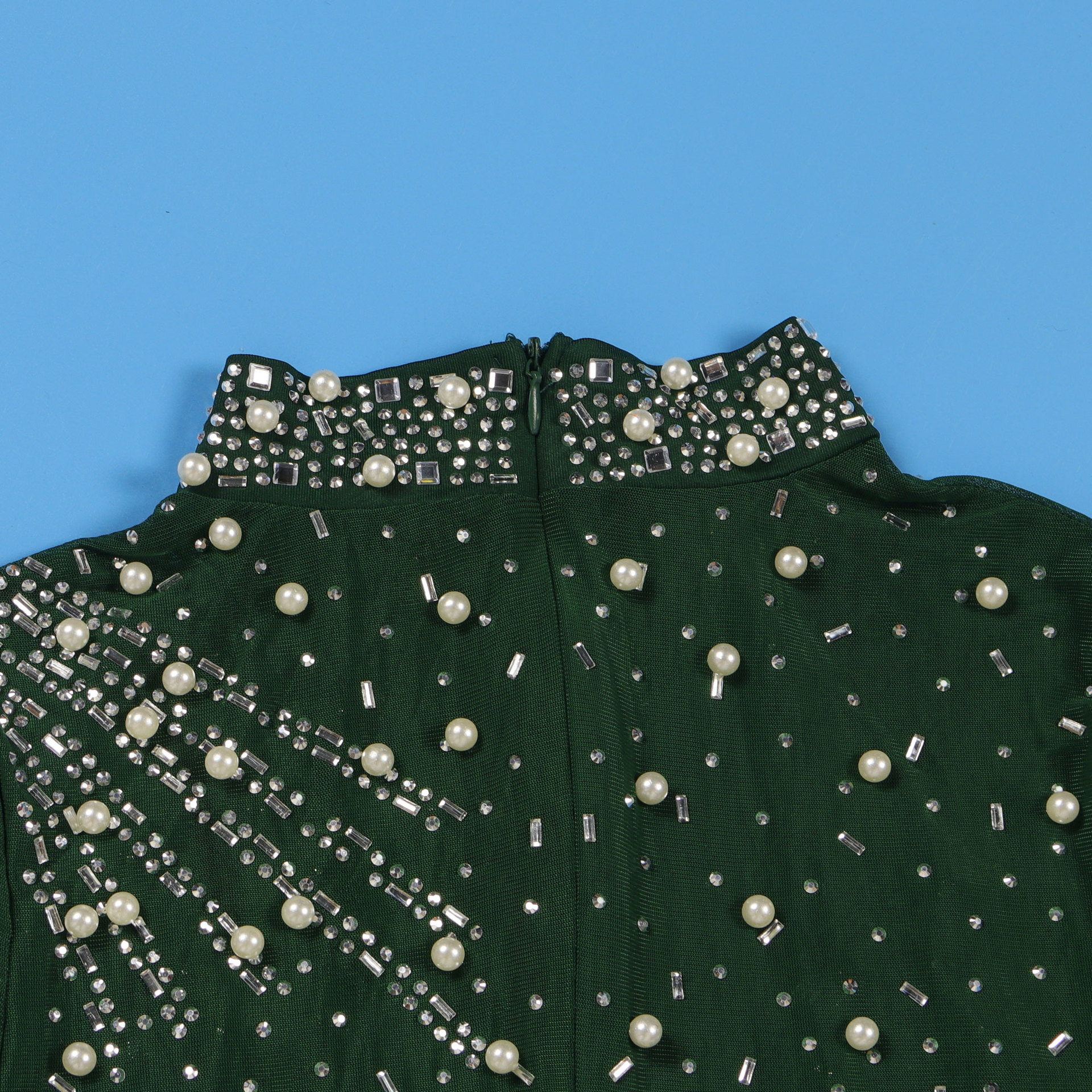 CM.YAYA Women Long Sleeve Diamonds Hot Rhinestones High Side Split Mermaid Midi Maxi Dress 2024 Even Sexy Party Dresses Vestidos