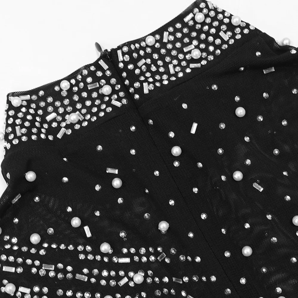 CM.YAYA Women Long Sleeve Diamonds Hot Rhinestones High Side Split Mermaid Midi Maxi Dress 2024 Even Sexy Party Dresses Vestidos