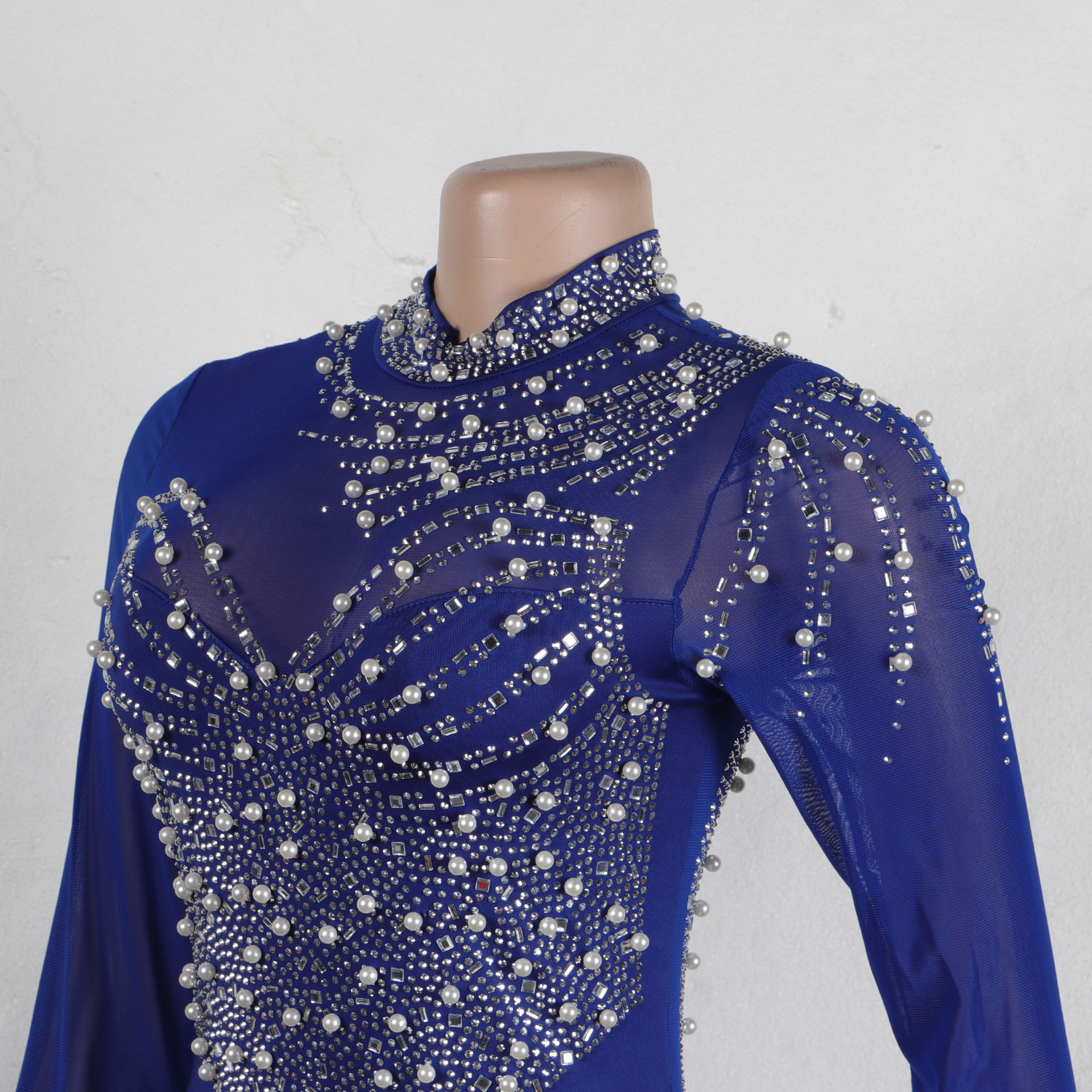 CM.YAYA Women Long Sleeve Diamonds Hot Rhinestones High Side Split Mermaid Midi Maxi Dress 2024 Even Sexy Party Dresses Vestidos