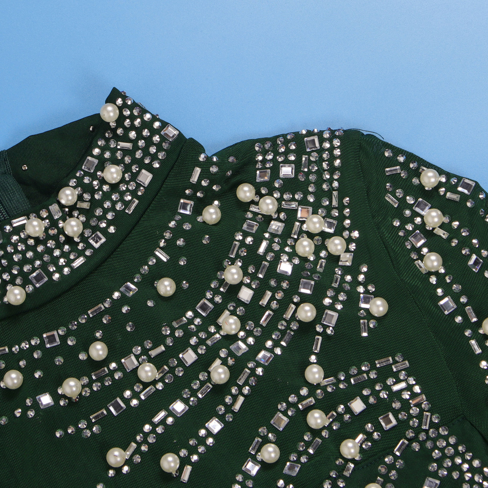 CM.YAYA Women Long Sleeve Diamonds Hot Rhinestones High Side Split Mermaid Midi Maxi Dress 2024 Even Sexy Party Dresses Vestidos