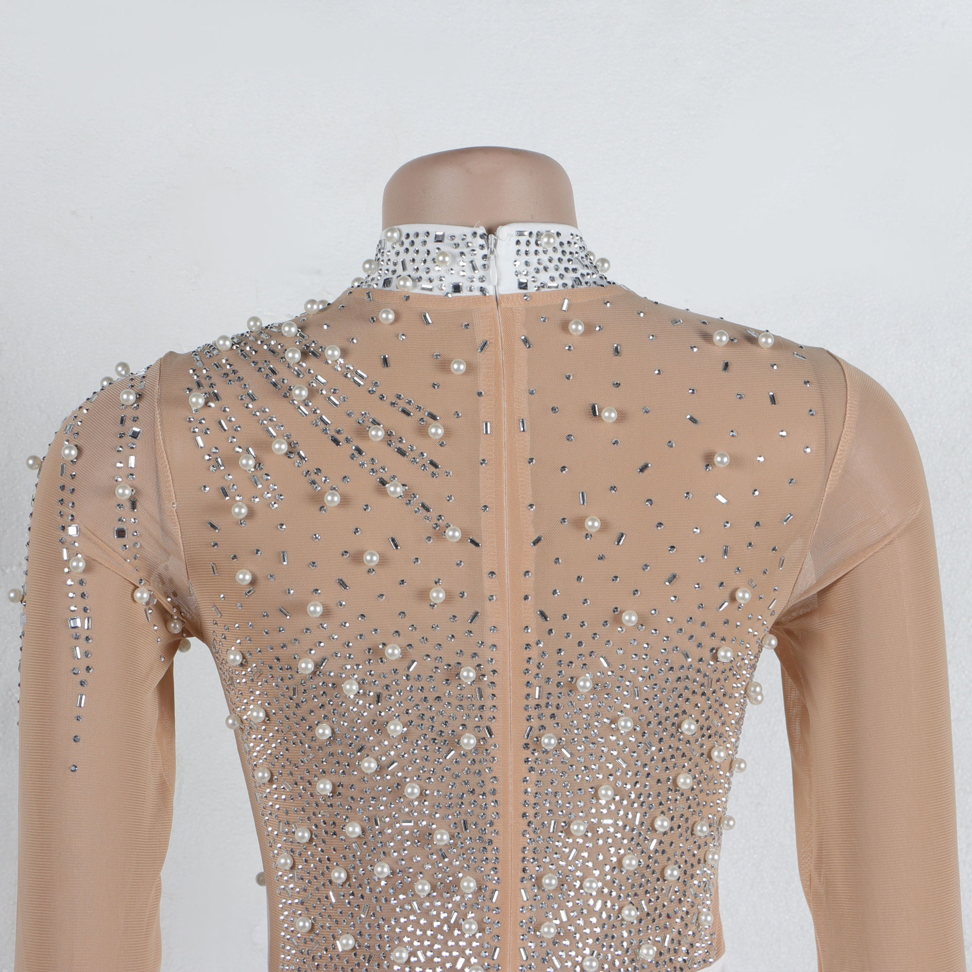 CM.YAYA Women Long Sleeve Diamonds Hot Rhinestones High Side Split Mermaid Midi Maxi Dress 2024 Even Sexy Party Dresses Vestidos