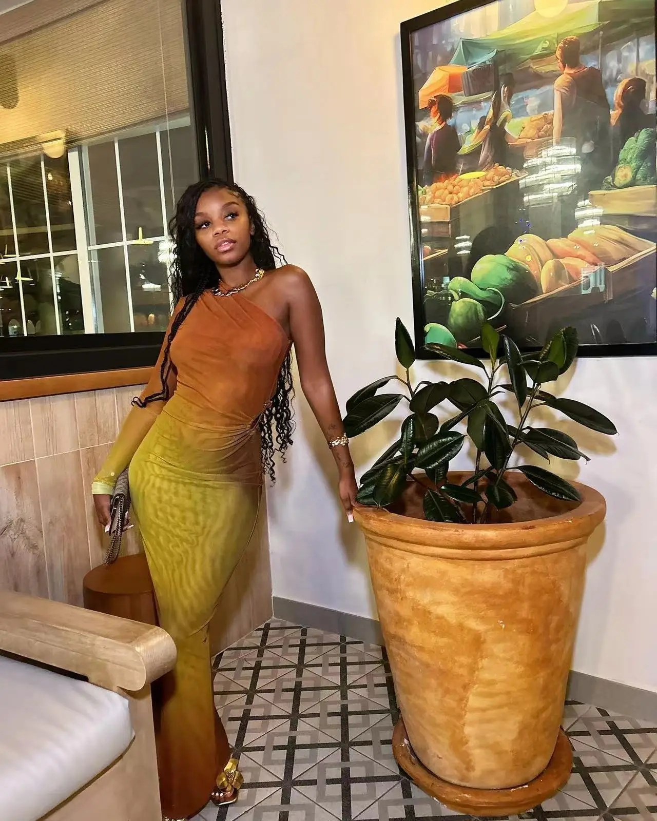 CM.YAYA Autumn One Full Sleeve Skew Collar Long Maxi Dress Street Women Mesh See Through Party Night Evening Vestidos Dresses CM.YAYA Autumn One Full Sleeve Skew Collar Long Maxi Dress Street Women Mesh See Through Party Night Evening Vestidos Dresses