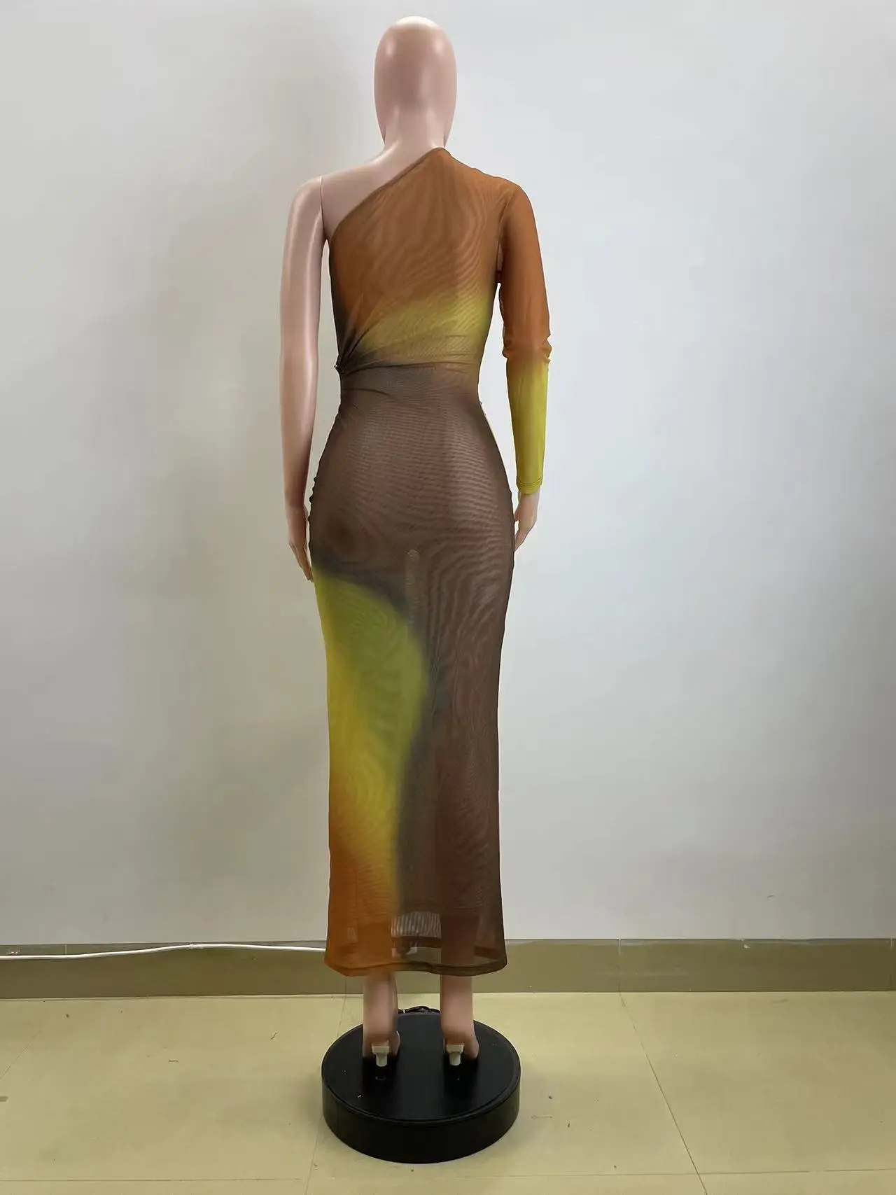 CM.YAYA Autumn One Full Sleeve Skew Collar Long Maxi Dress Street Women Mesh See Through Party Night Evening Vestidos Dresses CM.YAYA Autumn One Full Sleeve Skew Collar Long Maxi Dress Street Women Mesh See Through Party Night Evening Vestidos Dresses