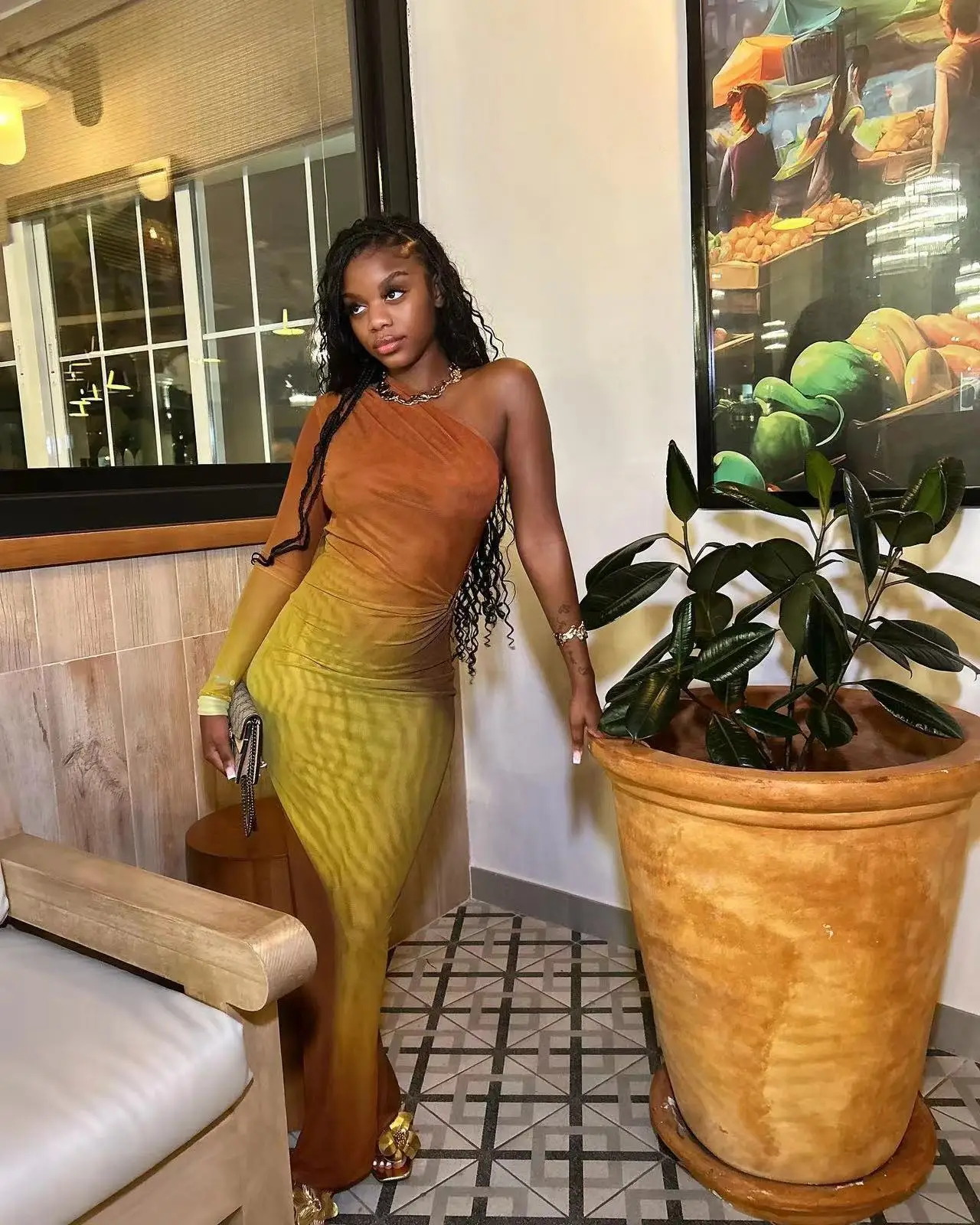 CM.YAYA Autumn One Full Sleeve Skew Collar Long Maxi Dress Street Women Mesh See Through Party Night Evening Vestidos Dresses CM.YAYA Autumn One Full Sleeve Skew Collar Long Maxi Dress Street Women Mesh See Through Party Night Evening Vestidos Dresses