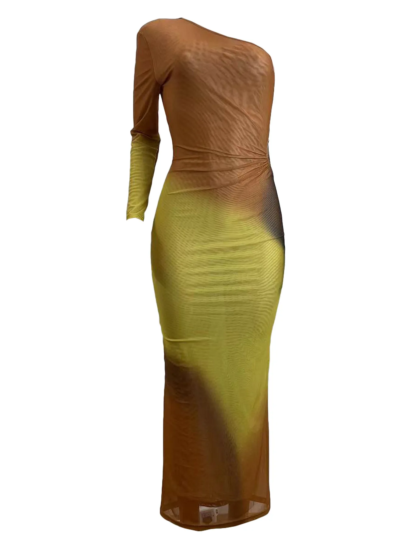 CM.YAYA Autumn One Full Sleeve Skew Collar Long Maxi Dress Street Women Mesh See Through Party Night Evening Vestidos Dresses CM.YAYA Autumn One Full Sleeve Skew Collar Long Maxi Dress Street Women Mesh See Through Party Night Evening Vestidos Dresses