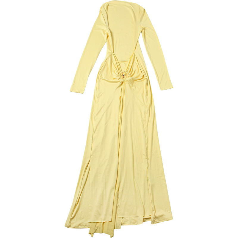 CM.YAYA Women's Roll Splicing Waist Stacked Ruched A-line Maxi Formal Dress 2026 Education Party Cocktail Night Street Dresses