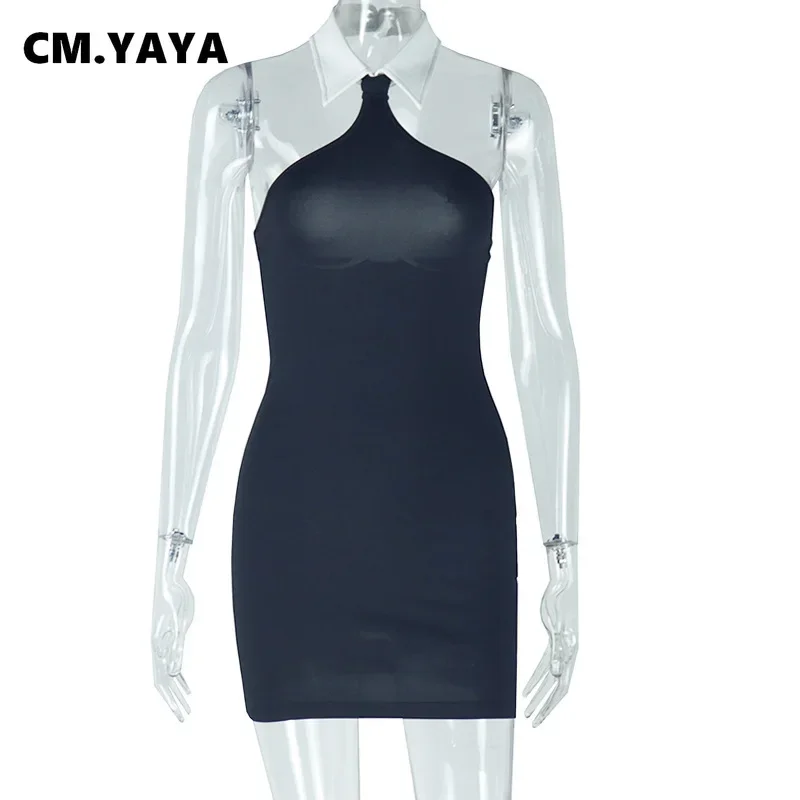 CM.YAYA Women Sleeveless Off Shoulder Mini Dress 2025 Summer Backless Sexy Birthday Evening Night Party Vestidos Dresses