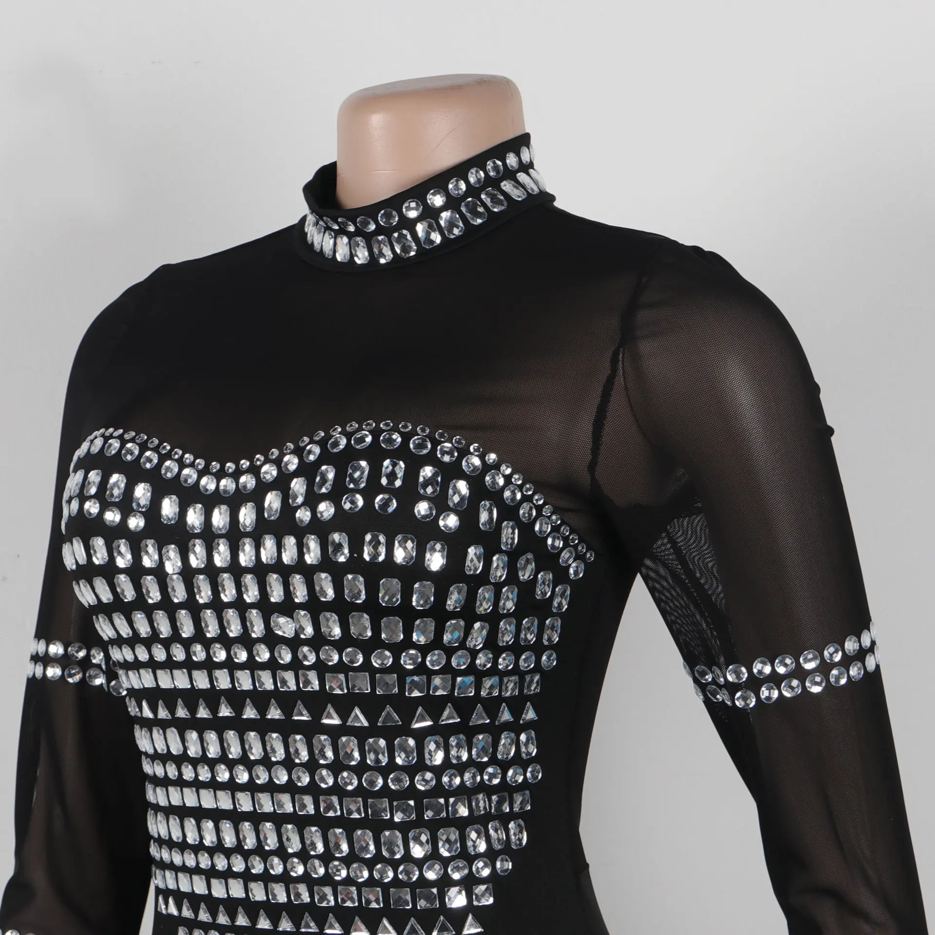 CM.YAYA Women Full Sleeve Diamonds Mesh Rhinestones High Side Split Mermaid Maxi Long Dress Evening Sexy Party Dresses Vestidos CM.YAYA Women Full Sleeve Diamonds Mesh Rhinestones High Side Split Mermaid Maxi Long Dress Evening Sexy Party Dresses Vestidos