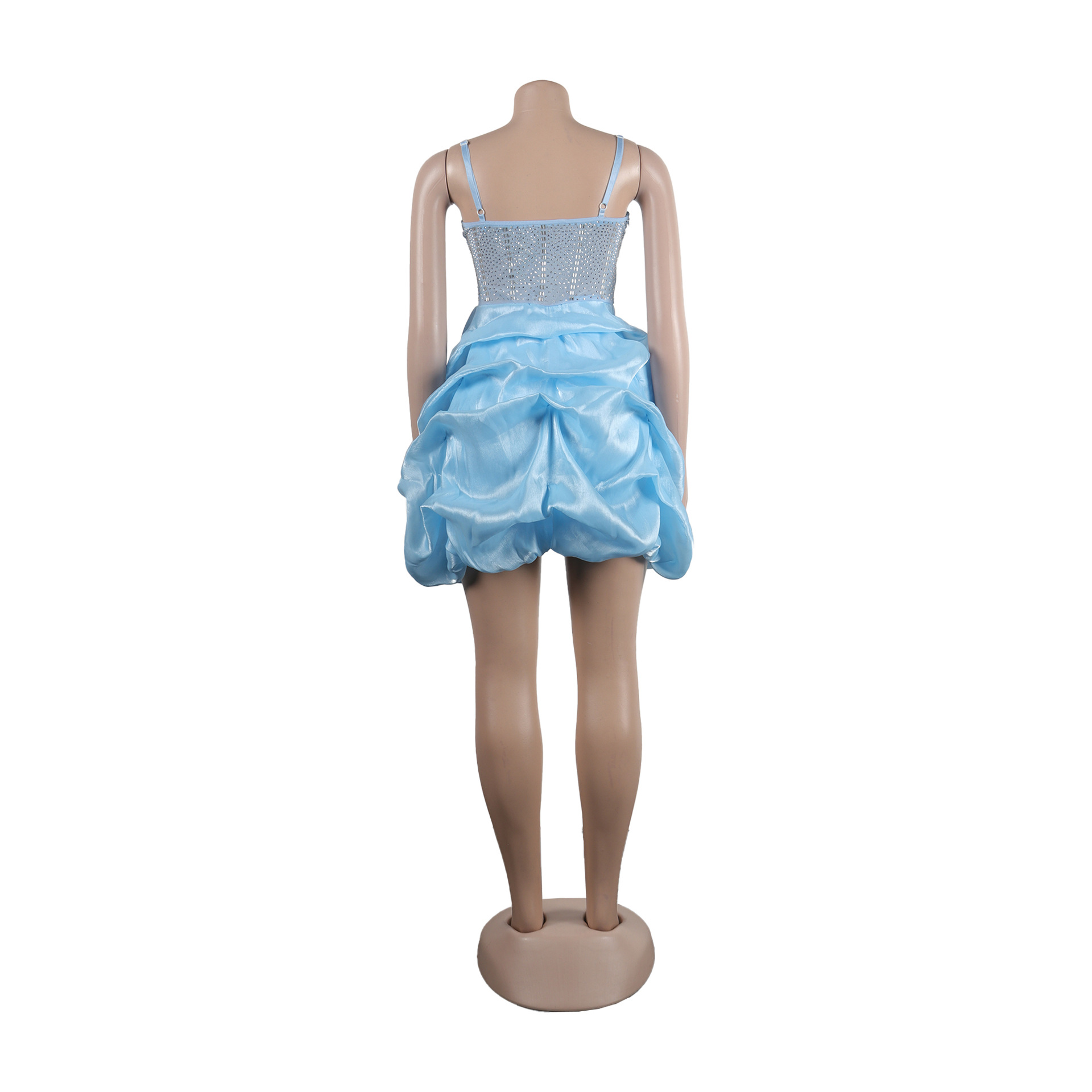 CM.YAYA Women Mesh Diamonds Hot Rhinestones Cake Style Big Swing Strap Bodycon Midi Dress 2023 Sexy Party Even Dresses Vestidos