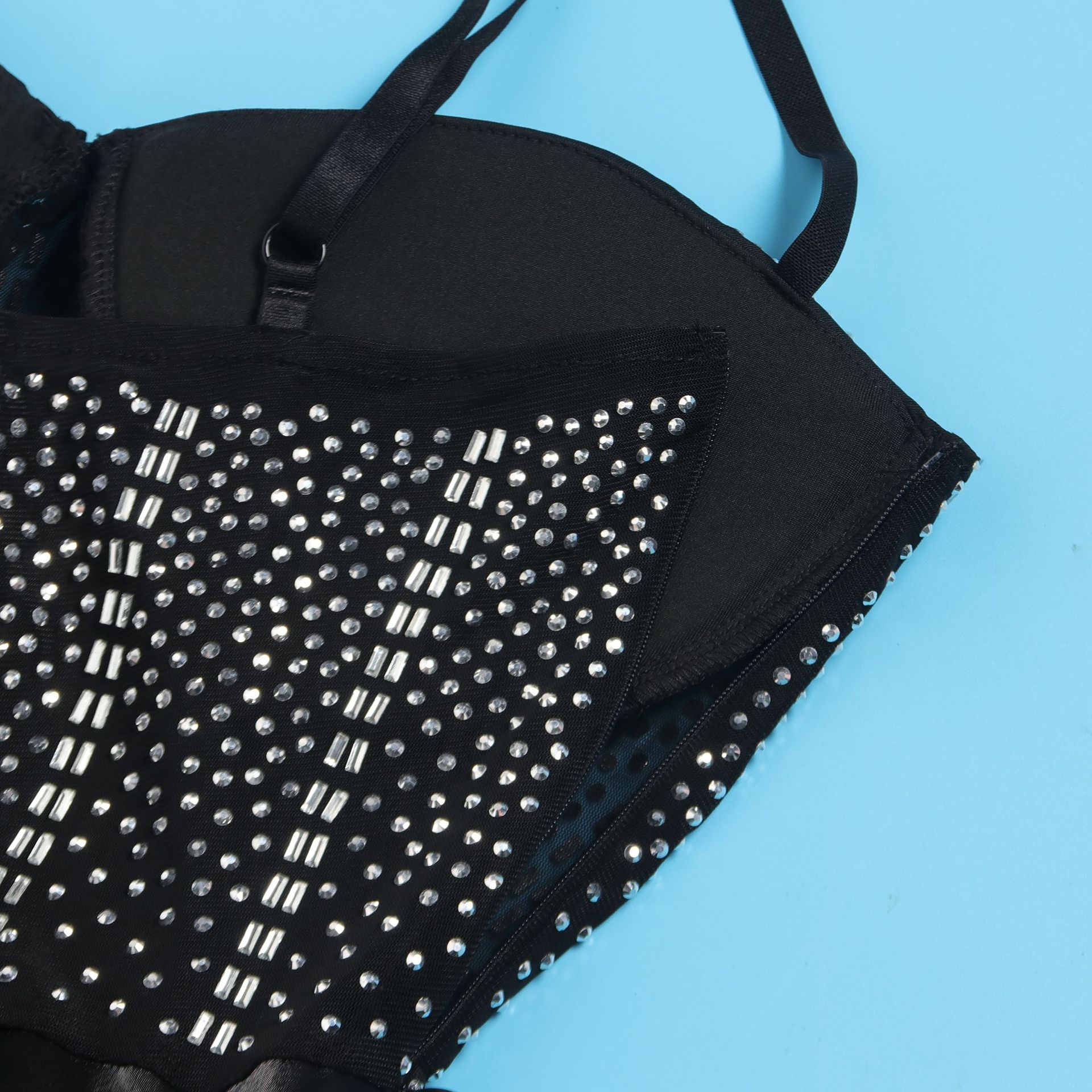 CM.YAYA Women Mesh Diamonds Hot Rhinestones Cake Style Big Swing Strap Bodycon Midi Dress 2023 Sexy Party Even Dresses Vestidos