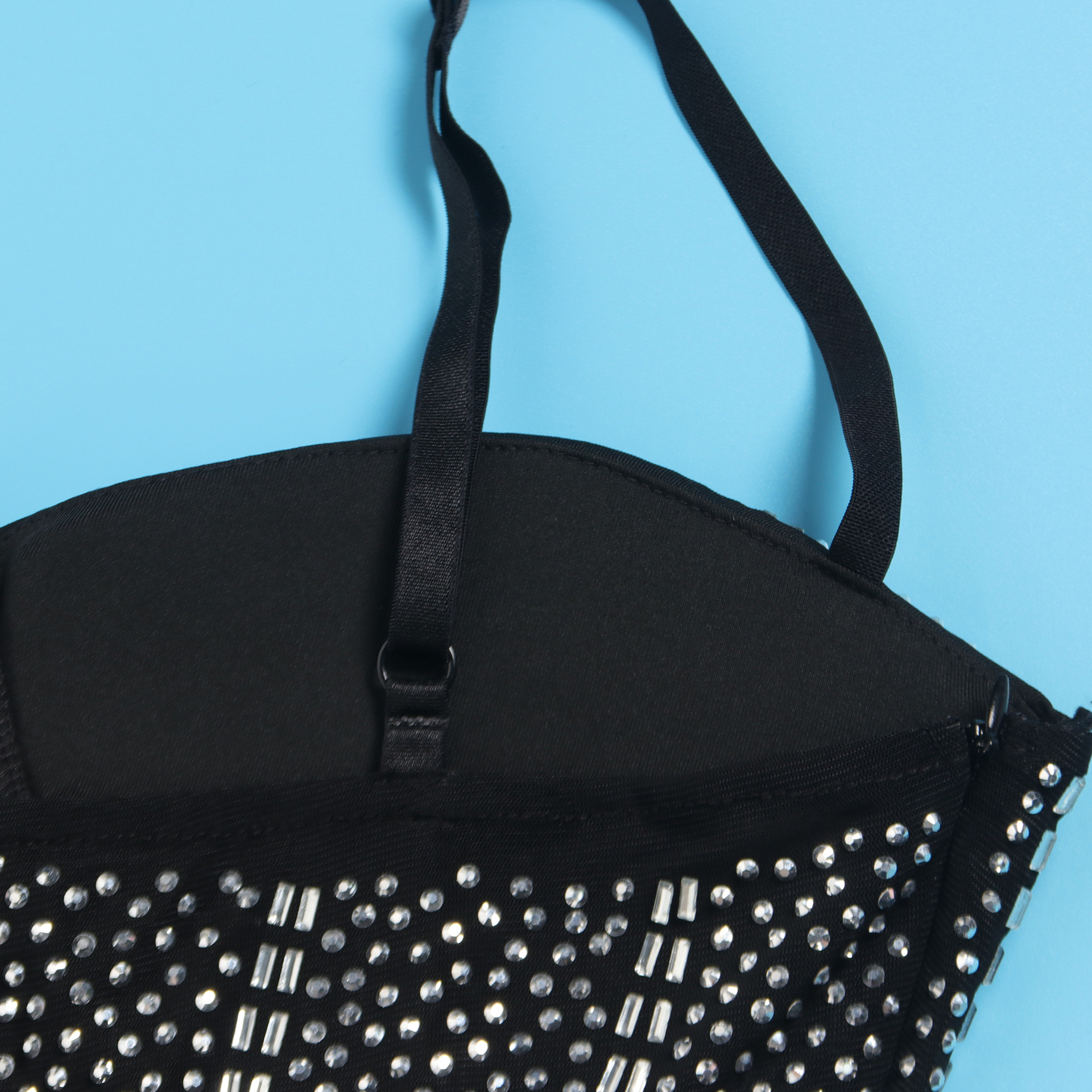 CM.YAYA Women Mesh Diamonds Hot Rhinestones Cake Style Big Swing Strap Bodycon Midi Dress 2023 Sexy Party Even Dresses Vestidos