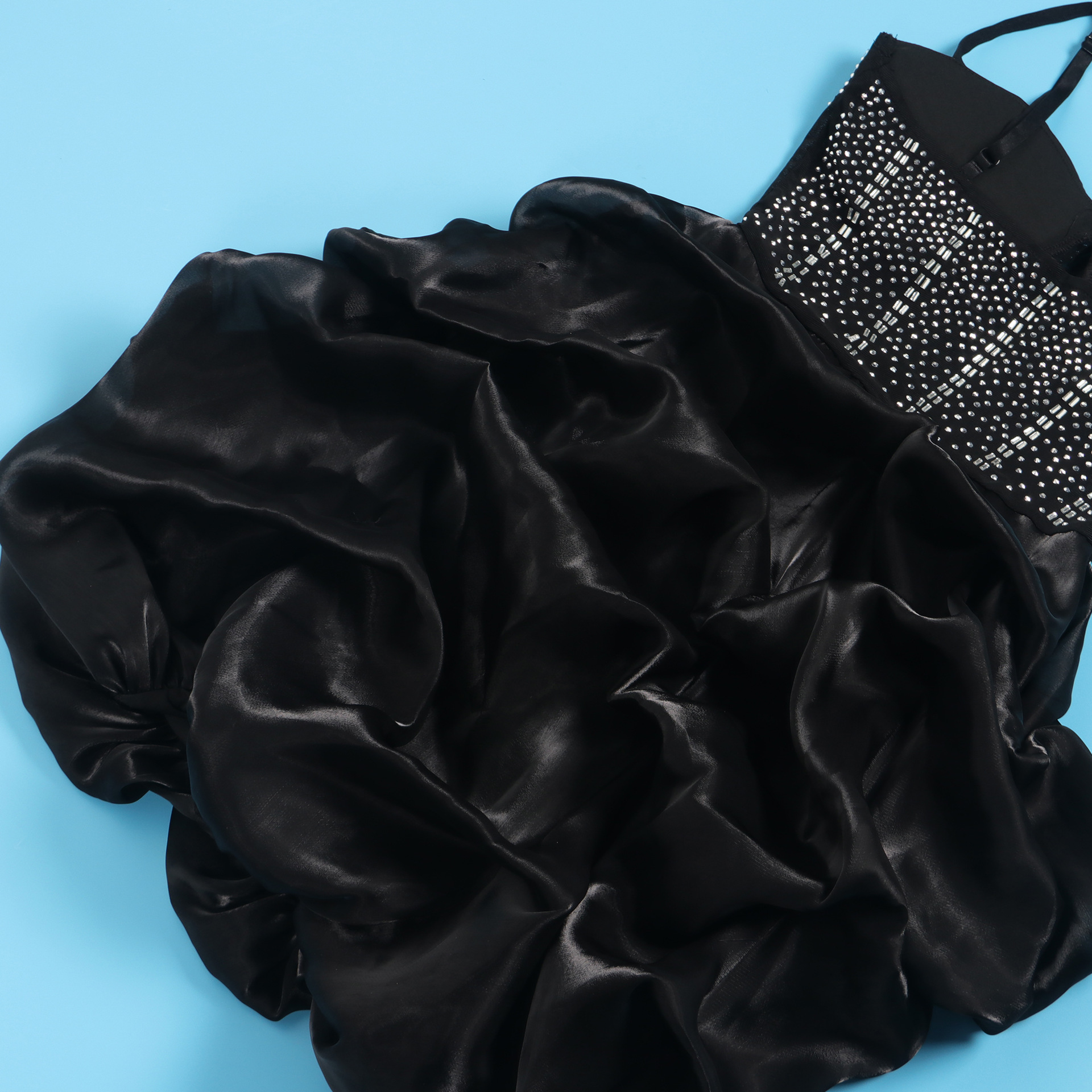 CM.YAYA Women Mesh Diamonds Hot Rhinestones Cake Style Big Swing Strap Bodycon Midi Dress 2023 Sexy Party Even Dresses Vestidos