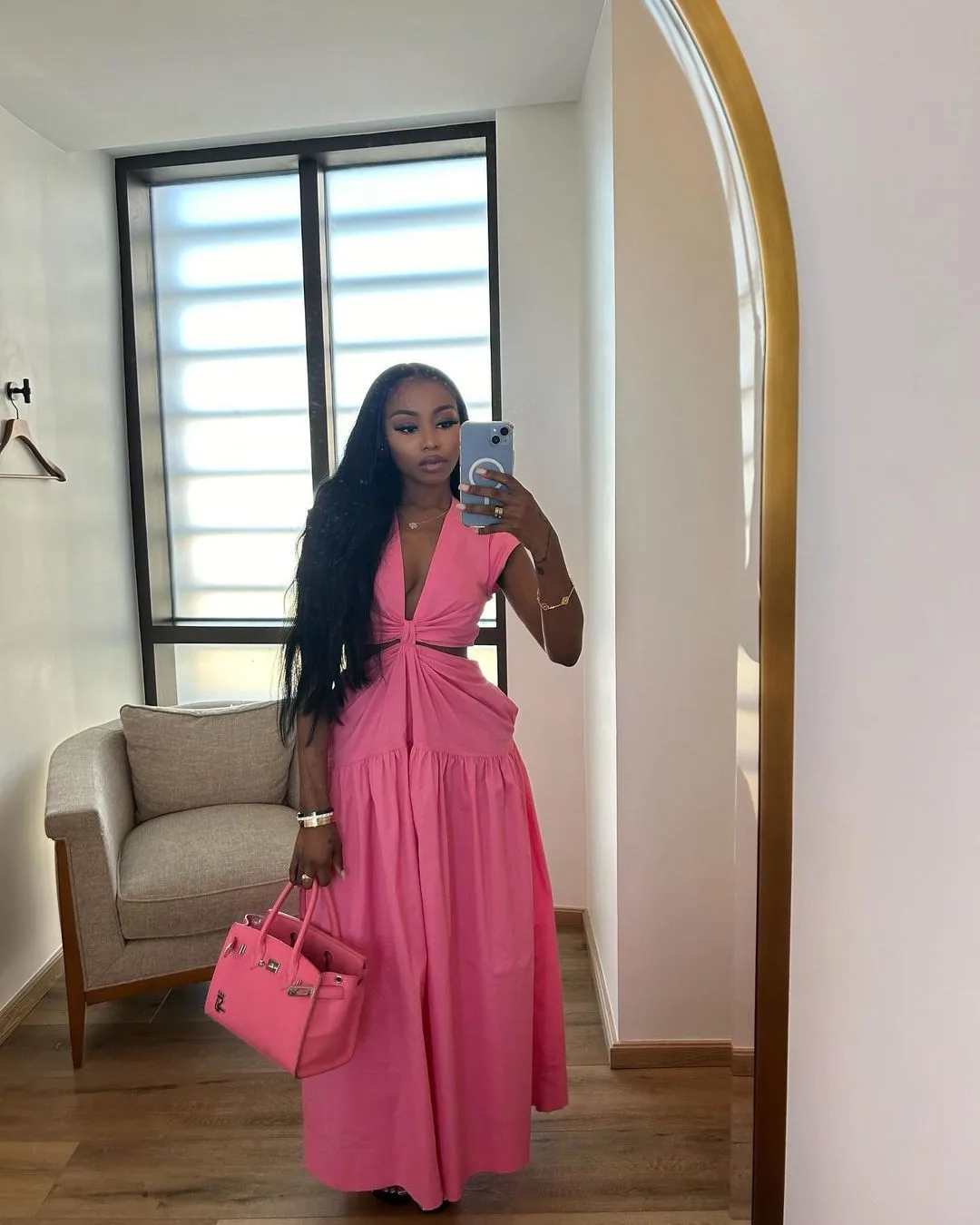 CM.YAYA Women Short Sleeve Tie Up Open Waist Deep V-neck Maxi Long Dress 2025 Summer Sexy Club Party Even Beach Vestidos Dresses