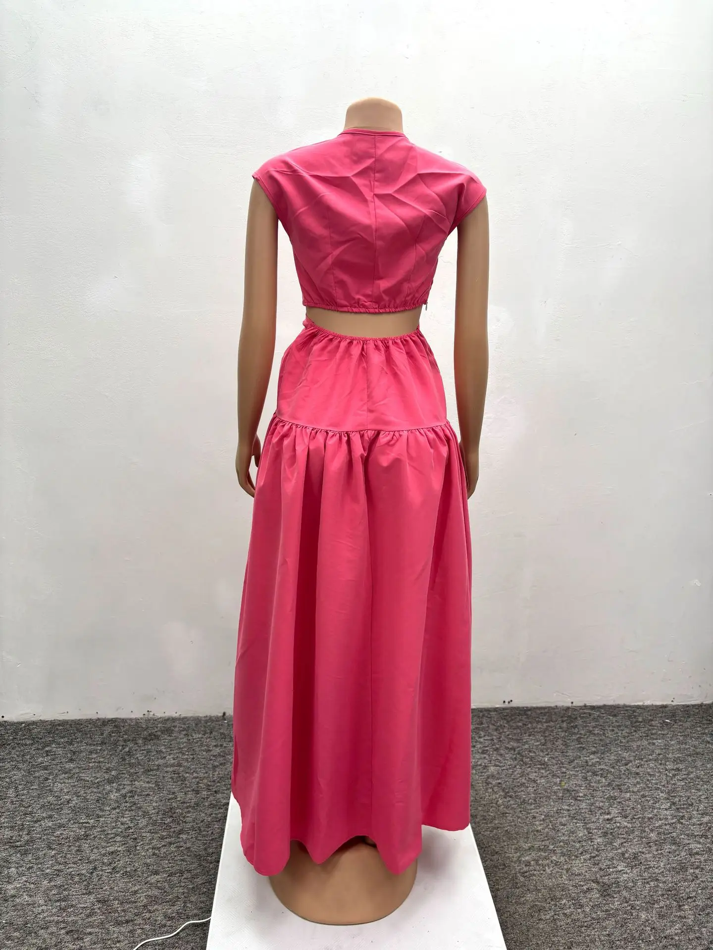 CM.YAYA Women Short Sleeve Tie Up Open Waist Deep V-neck Maxi Long Dress 2025 Summer Sexy Club Party Even Beach Vestidos Dresses