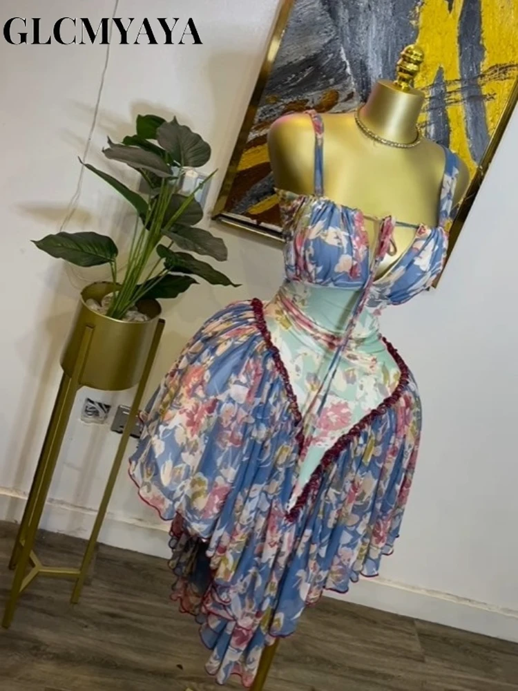 GLCMYAYA Women Patchwork Strap with Scarf A-line Maxi Long Dress 2025 Female Vacation Holiday Party Birthday Dresses Vestidos