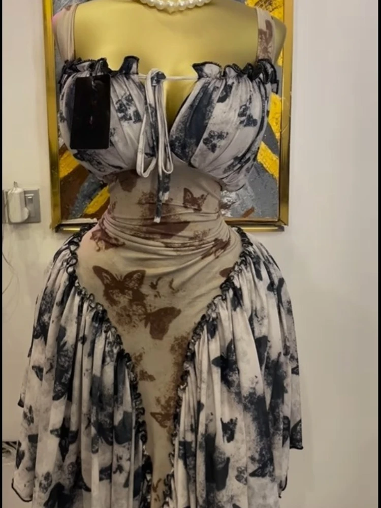 GLCMYAYA Women Patchwork Strap with Scarf A-line Maxi Long Dress 2025 Female Vacation Holiday Party Birthday Dresses Vestidos