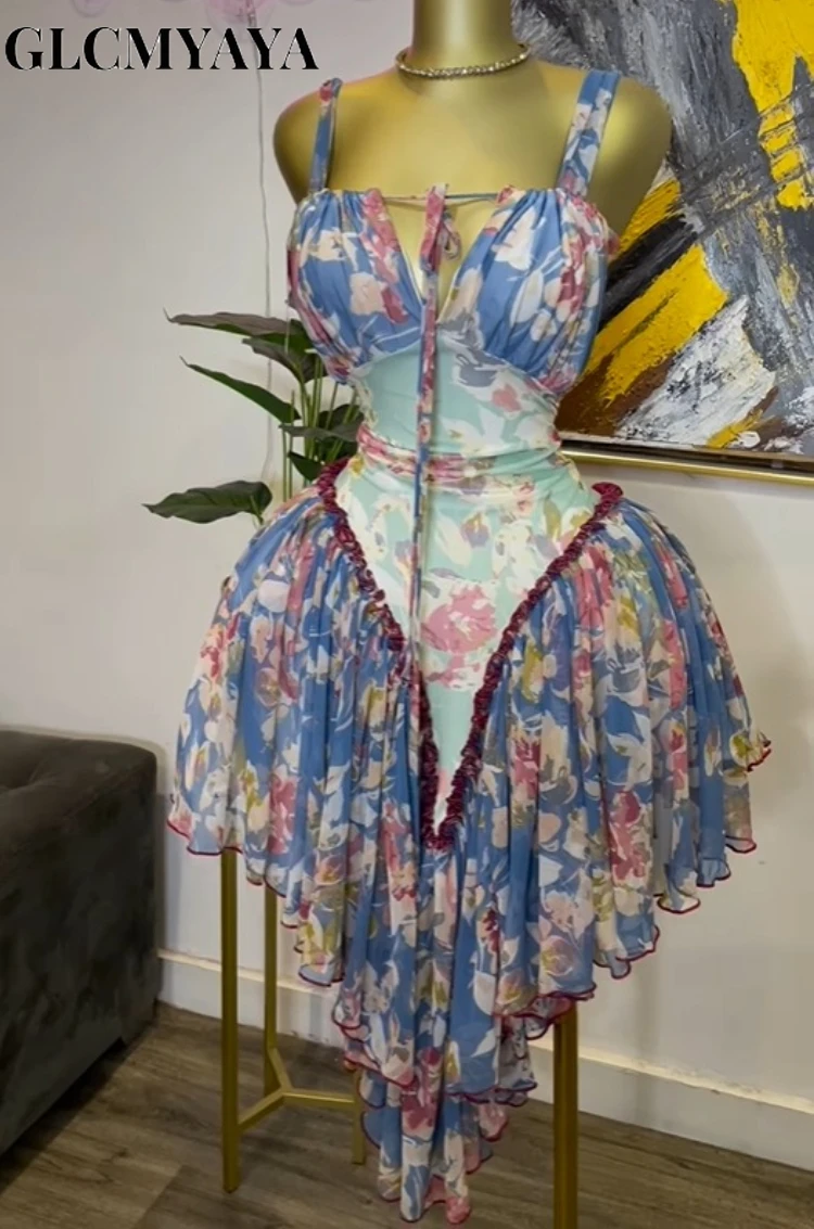 GLCMYAYA Women Patchwork Strap with Scarf A-line Maxi Long Dress 2025 Female Vacation Holiday Party Birthday Dresses Vestidos