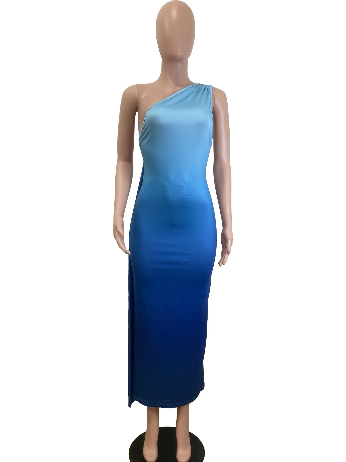 CM.YAYA Women Stacked Sleeveless Skew Collar Gradient Maxi Bodycon Long Dress 2025 Spring Evening Sexy Party Dresses Vestidos CM.YAYA Women Stacked Sleeveless Skew Collar Gradient Maxi Bodycon Long Dress 2025 Spring Evening Sexy Party Dresses Vestidos