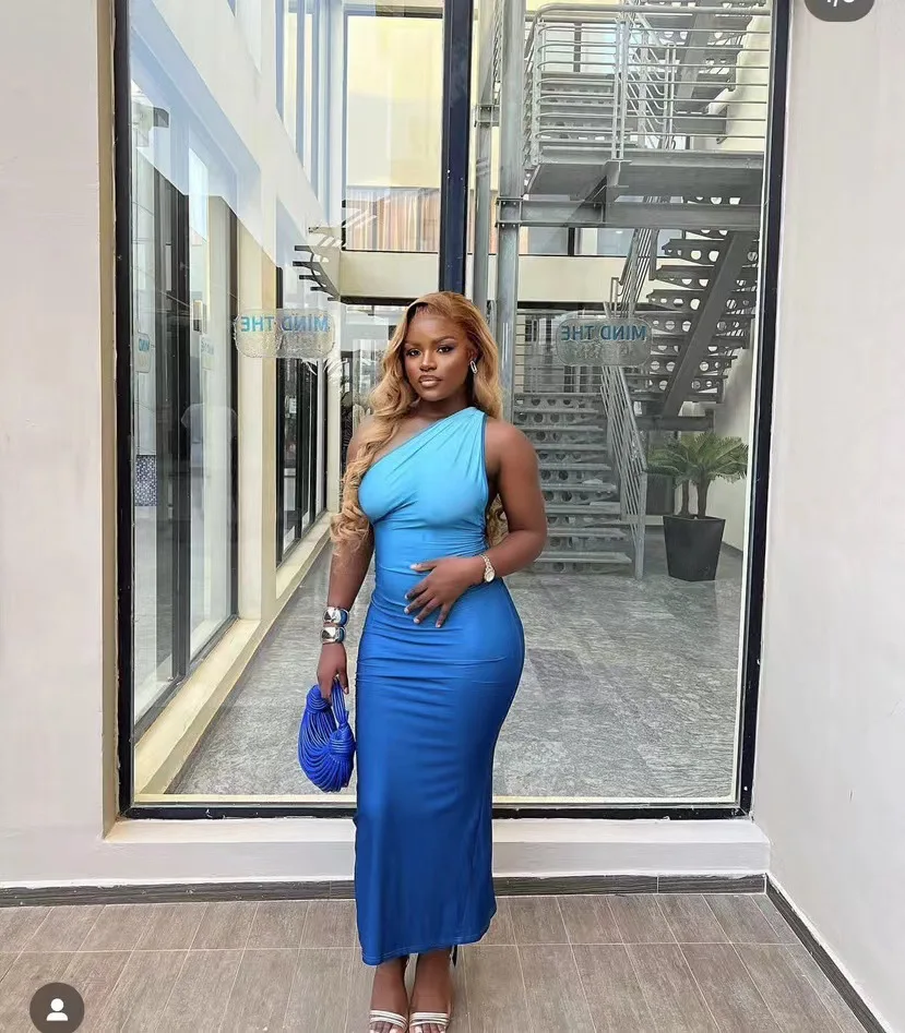 CM.YAYA Women Stacked Sleeveless Skew Collar Gradient Maxi Bodycon Long Dress 2025 Spring Evening Sexy Party Dresses Vestidos CM.YAYA Women Stacked Sleeveless Skew Collar Gradient Maxi Bodycon Long Dress 2025 Spring Evening Sexy Party Dresses Vestidos