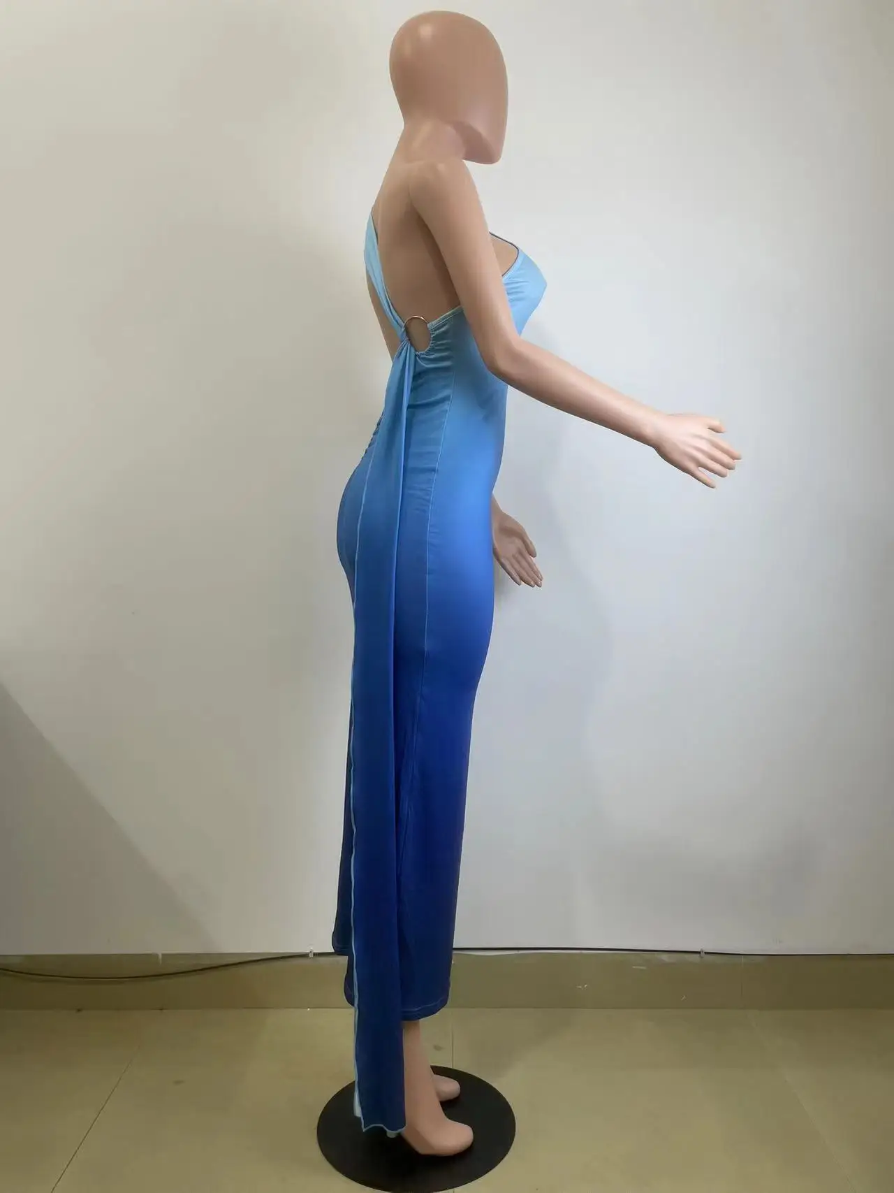 CM.YAYA Women Stacked Sleeveless Skew Collar Gradient Maxi Bodycon Long Dress 2025 Spring Evening Sexy Party Dresses Vestidos CM.YAYA Women Stacked Sleeveless Skew Collar Gradient Maxi Bodycon Long Dress 2025 Spring Evening Sexy Party Dresses Vestidos