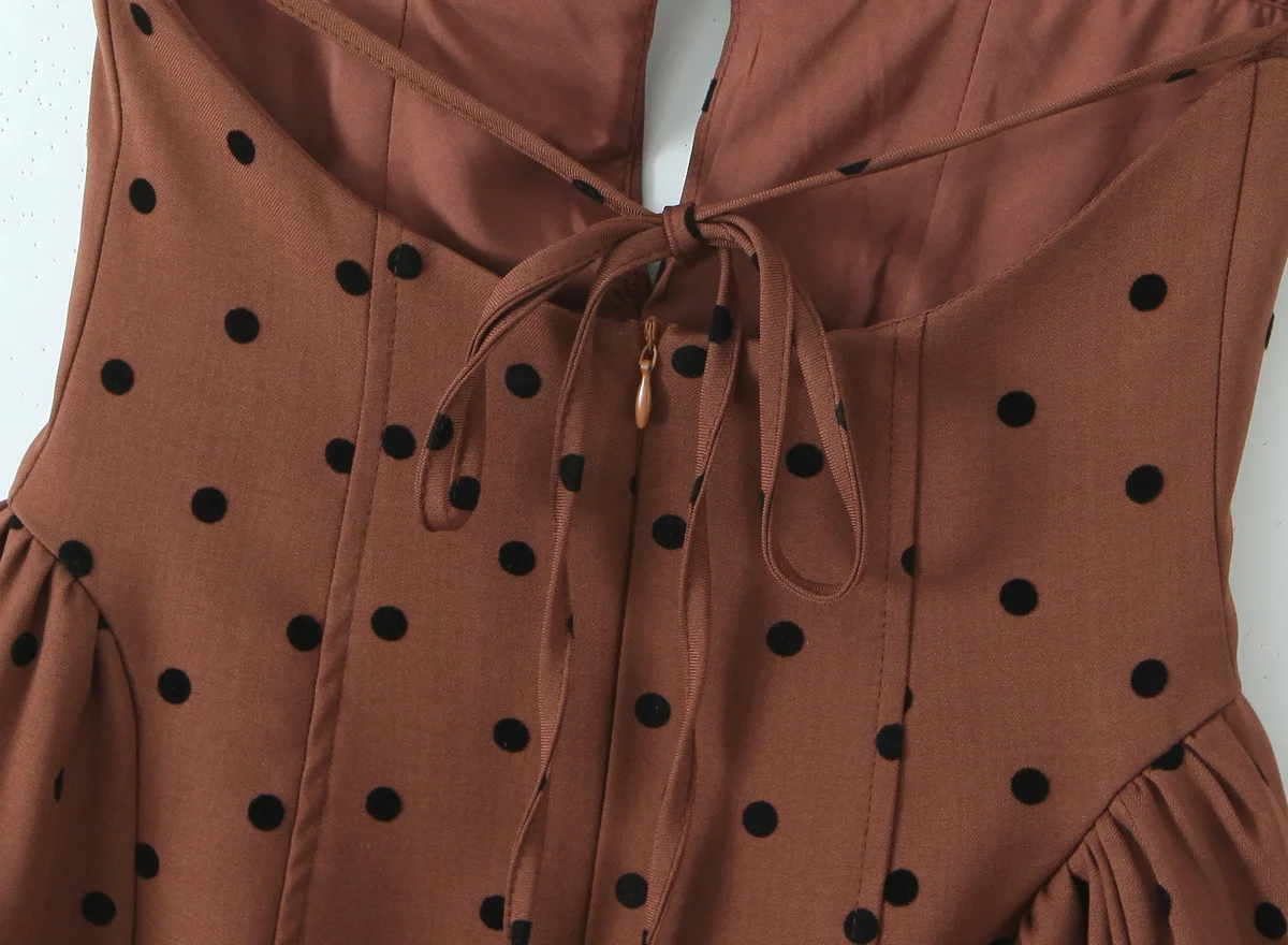 GLCMYAYA Women Dot Printed Halter Neck Backless Pleated Front A-line Mini Dress 2025 Vacation Holiday Elegant Sexy Party Dresses