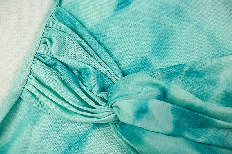 CM.YAYA Women Tie Dye Printed O-neck Bodycon Midi Maxi Long Dress 2025 Summer Holiday Birthday Sexy Club Party Evening Dresses