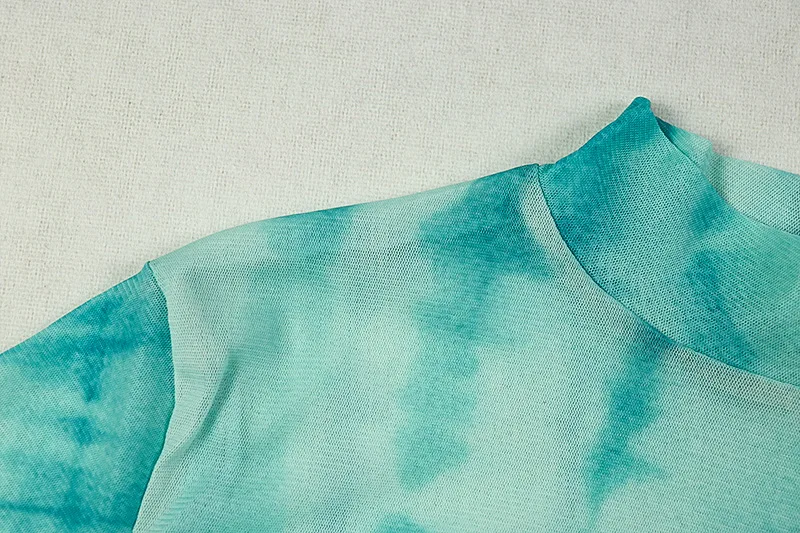 CM.YAYA Women Tie Dye Printed O-neck Bodycon Midi Maxi Long Dress 2025 Summer Holiday Birthday Sexy Club Party Evening Dresses