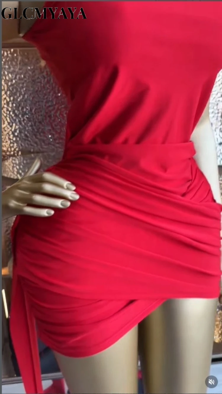 CM.YAYA Women Sleeveless Streamer Wrap Stacked Ruched Midi Formal Dress 2026 Elegant Education Party Cocktail Bodycon Dresses