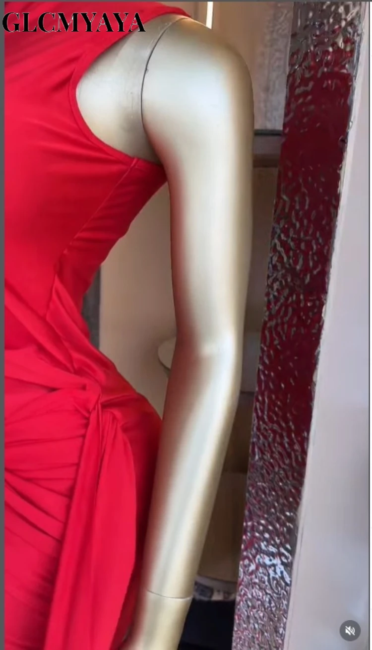 CM.YAYA Women Sleeveless Streamer Wrap Stacked Ruched Midi Formal Dress 2026 Elegant Education Party Cocktail Bodycon Dresses